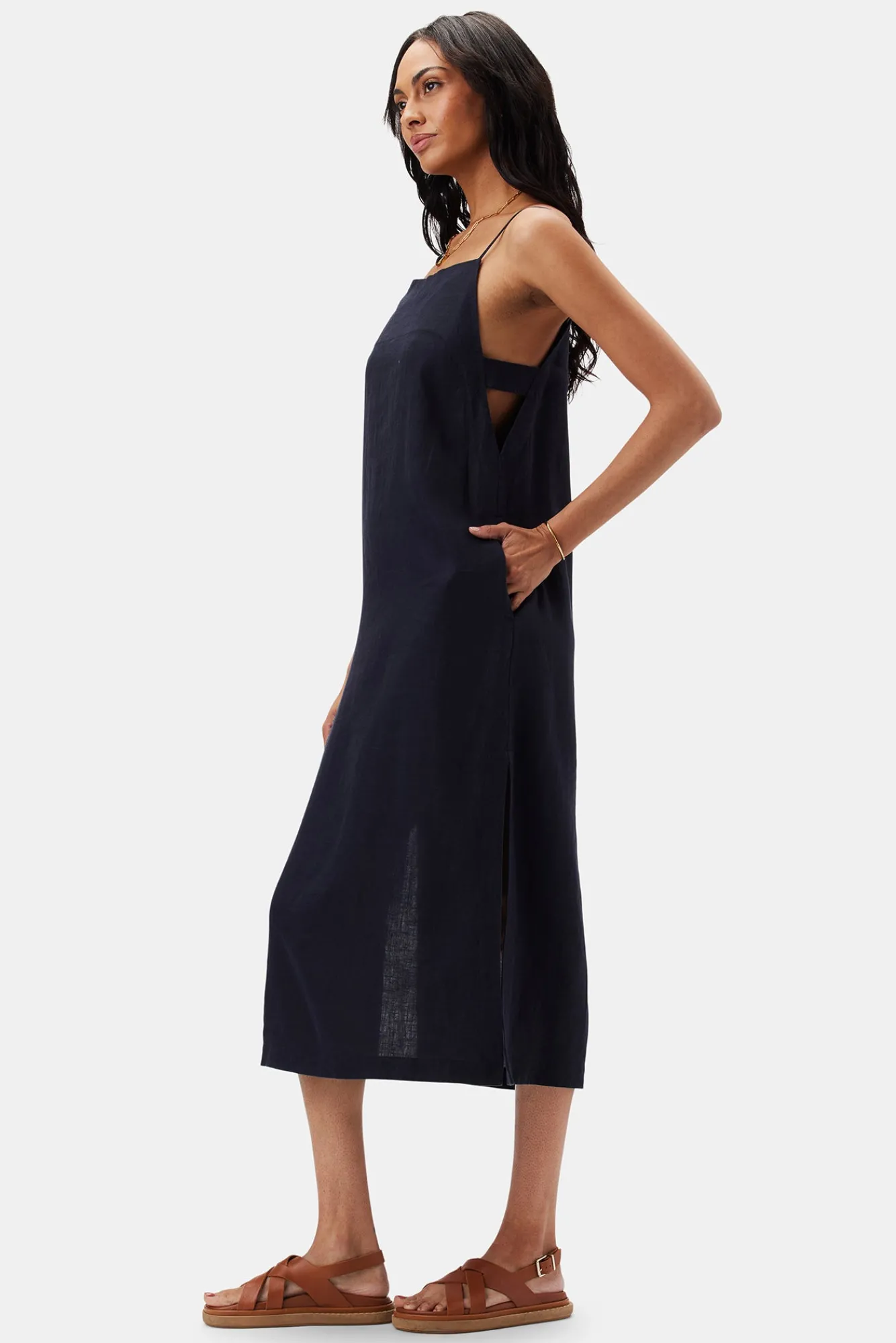 Amour Vert Lilly Pilly Kai Organic Linen Slip Dress- Dresses|Clearance