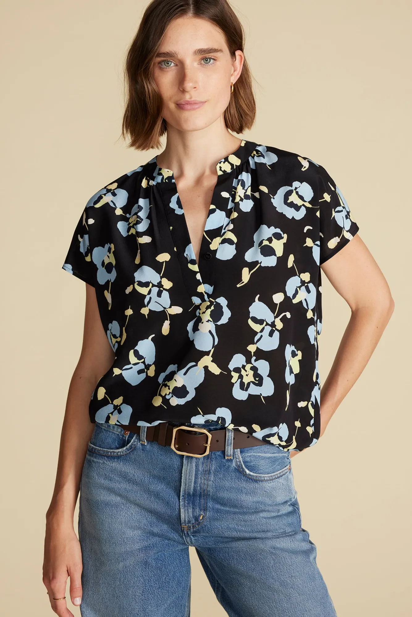 Amour Vert Renata Washable Silk Blouse- Blouses & Shirts|Tops