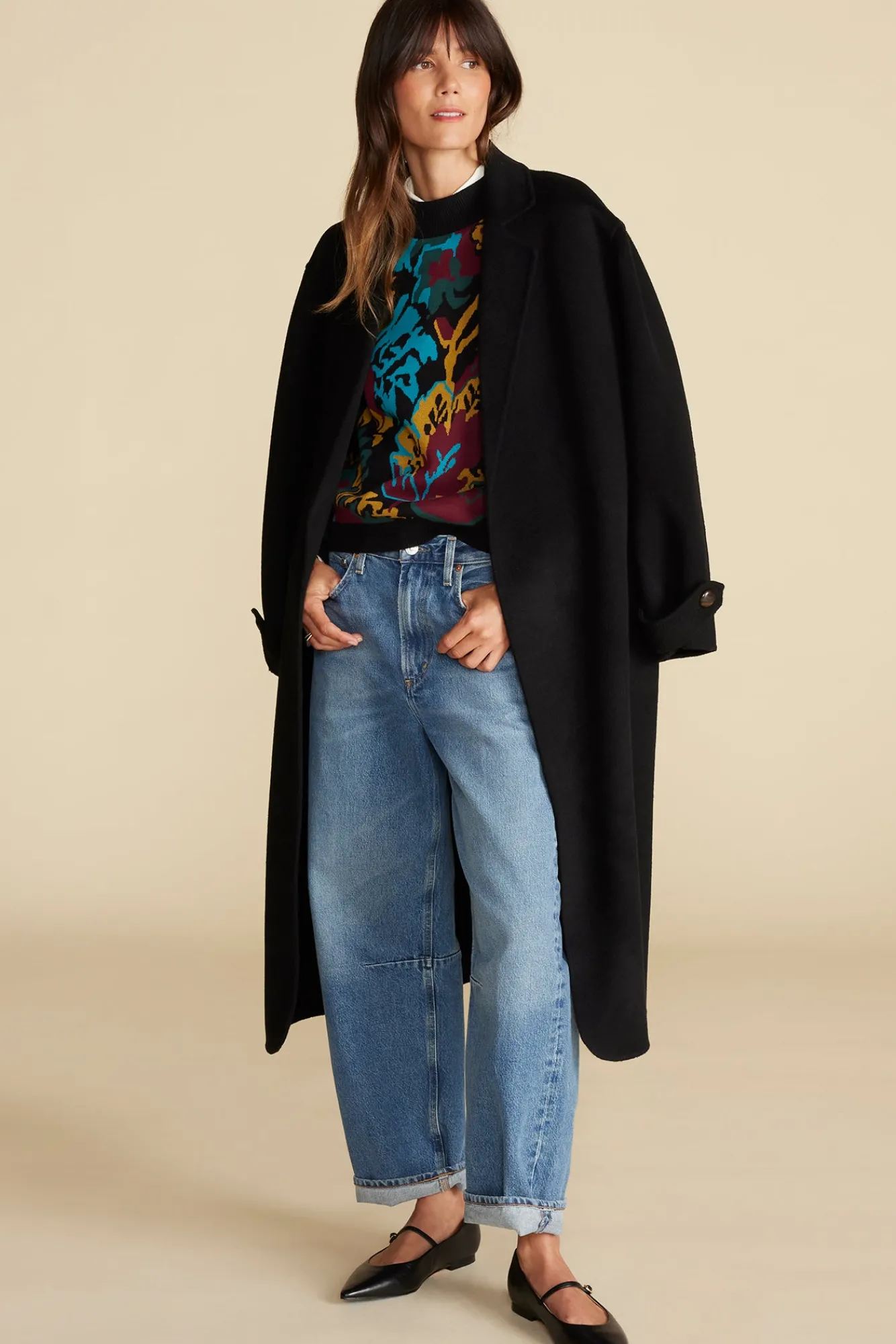 Amour Vert Cecile Cotton Jacquard Sweater- Sweaters & Cardigans