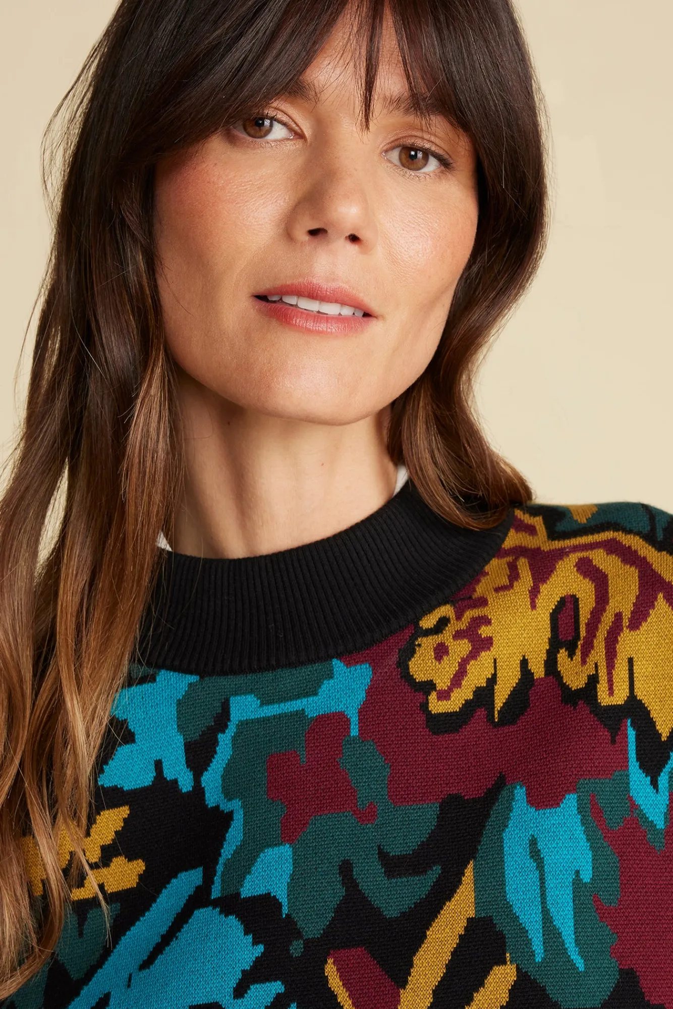 Amour Vert Cecile Cotton Jacquard Sweater- Sweaters & Cardigans