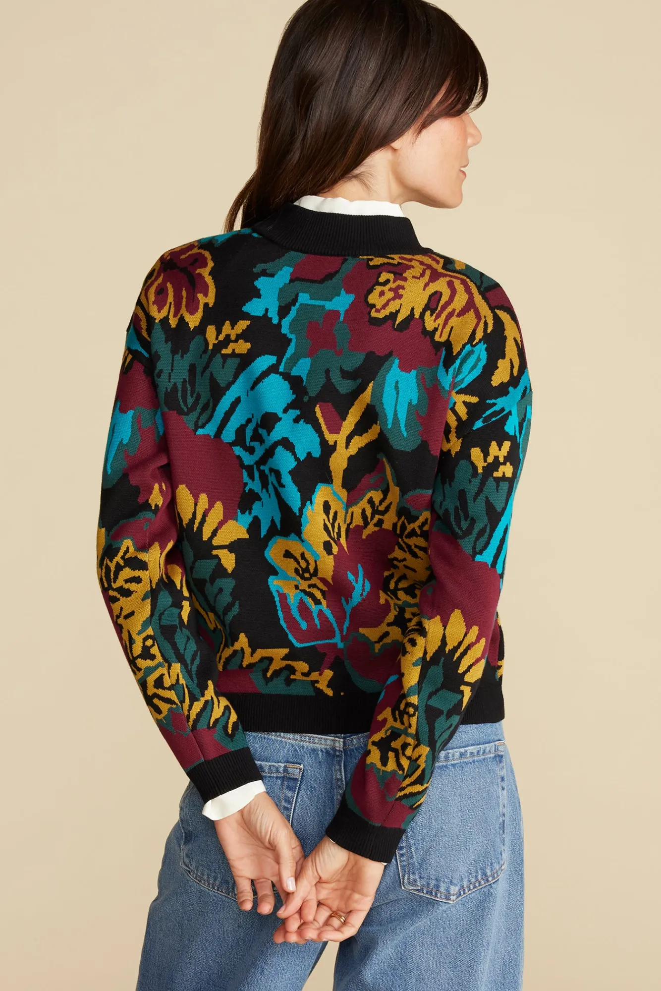Amour Vert Cecile Cotton Jacquard Sweater- Sweaters & Cardigans