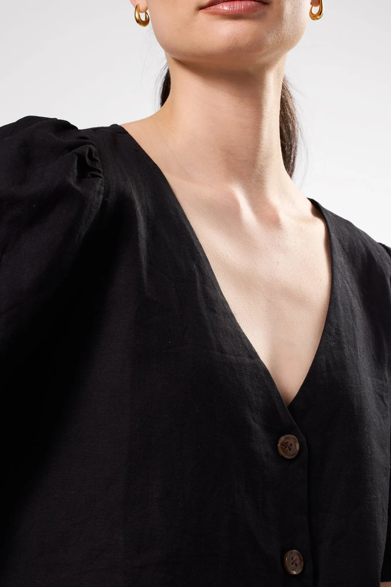 Amour Vert V Neck Cuff Sleeved Blouse- Tops|Clearance