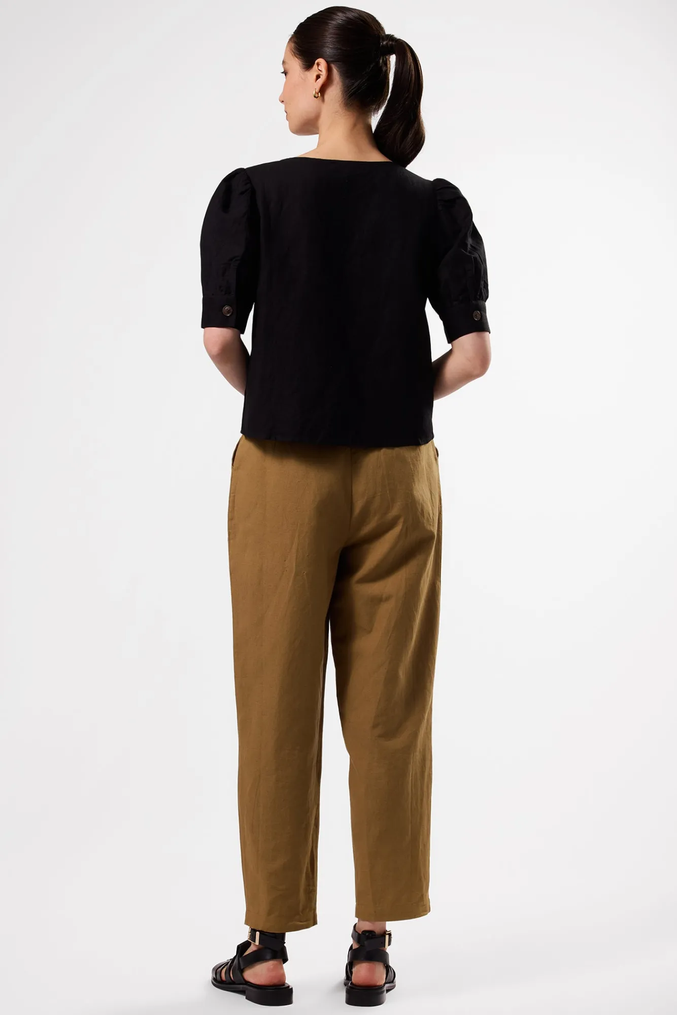 Amour Vert V Neck Cuff Sleeved Blouse- Tops|Clearance