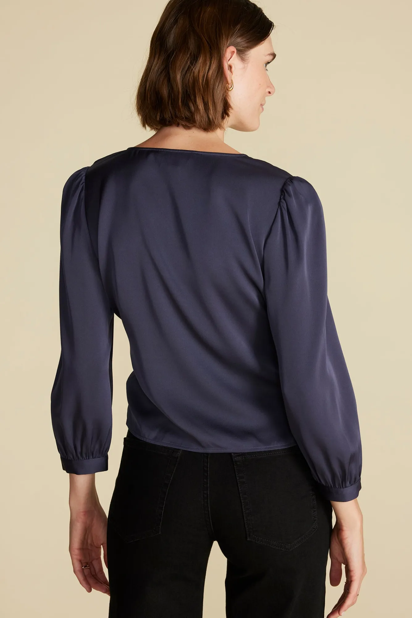 Amour Vert Aurelie Stretch Silk Bustier Blouse- Blouses & Shirts|Tops