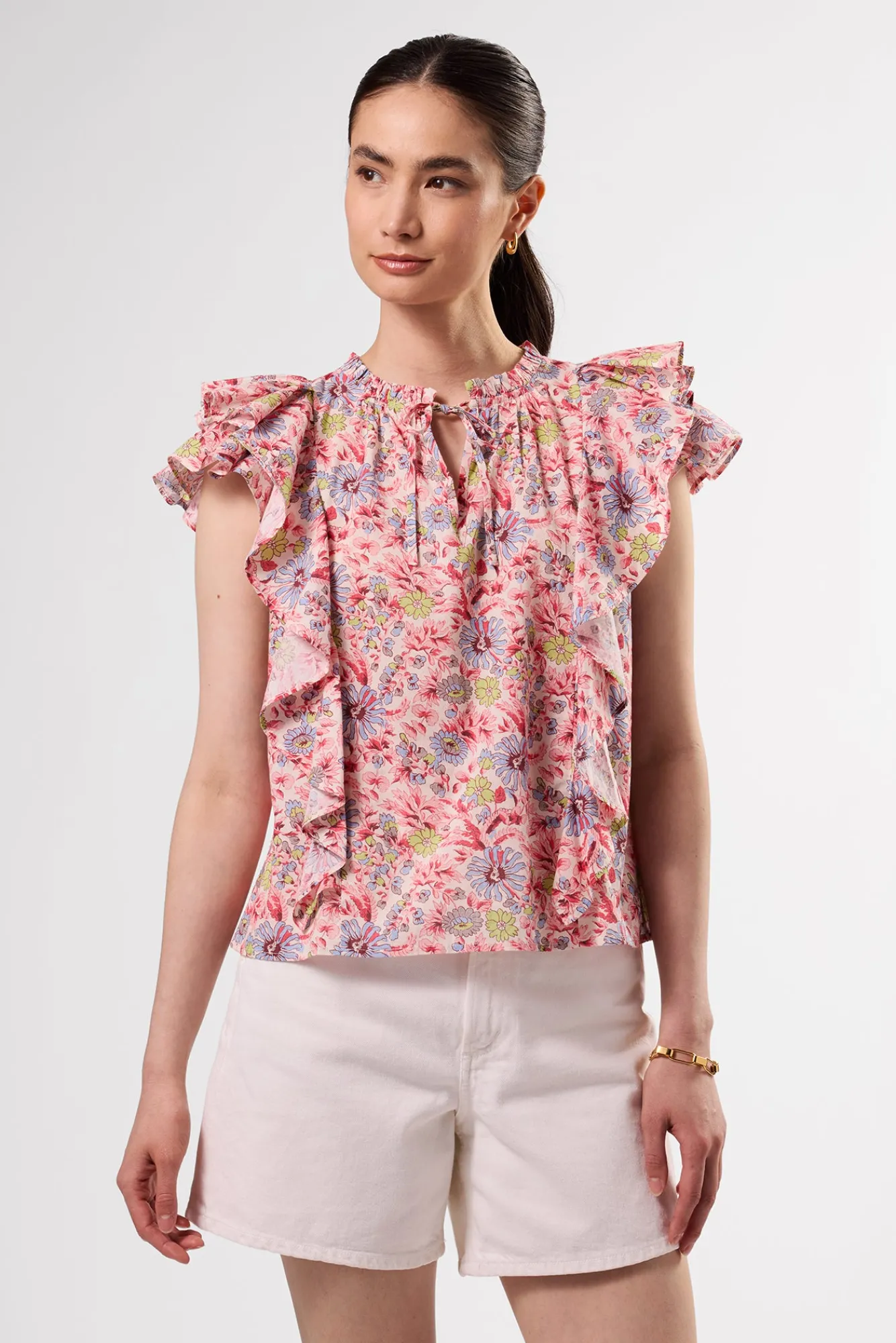 Amour Vert Ruffle Sleeve Top- Tops|Clearance