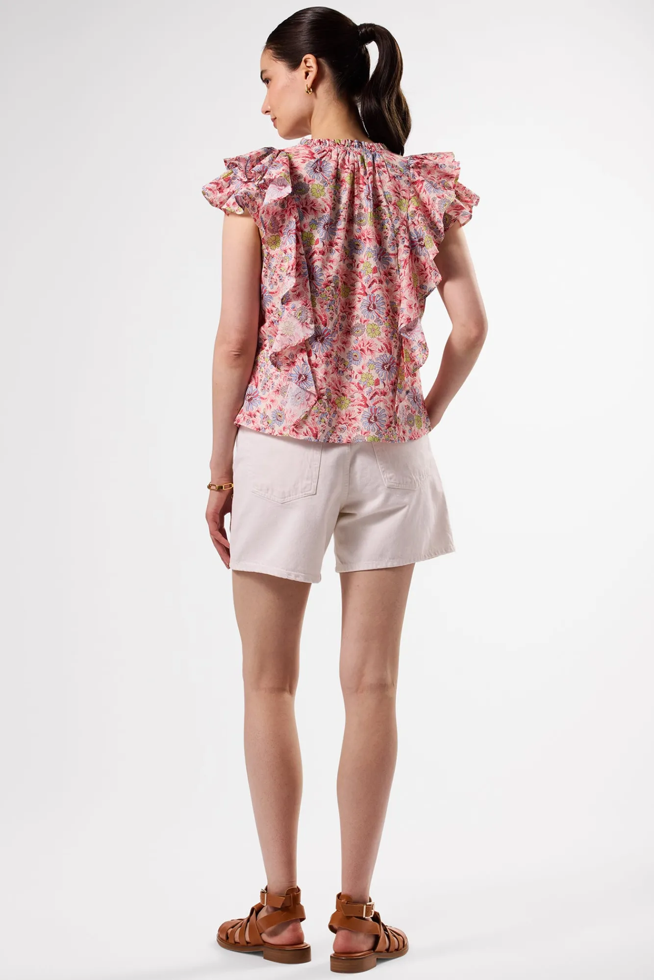 Amour Vert Ruffle Sleeve Top- Tops|Clearance