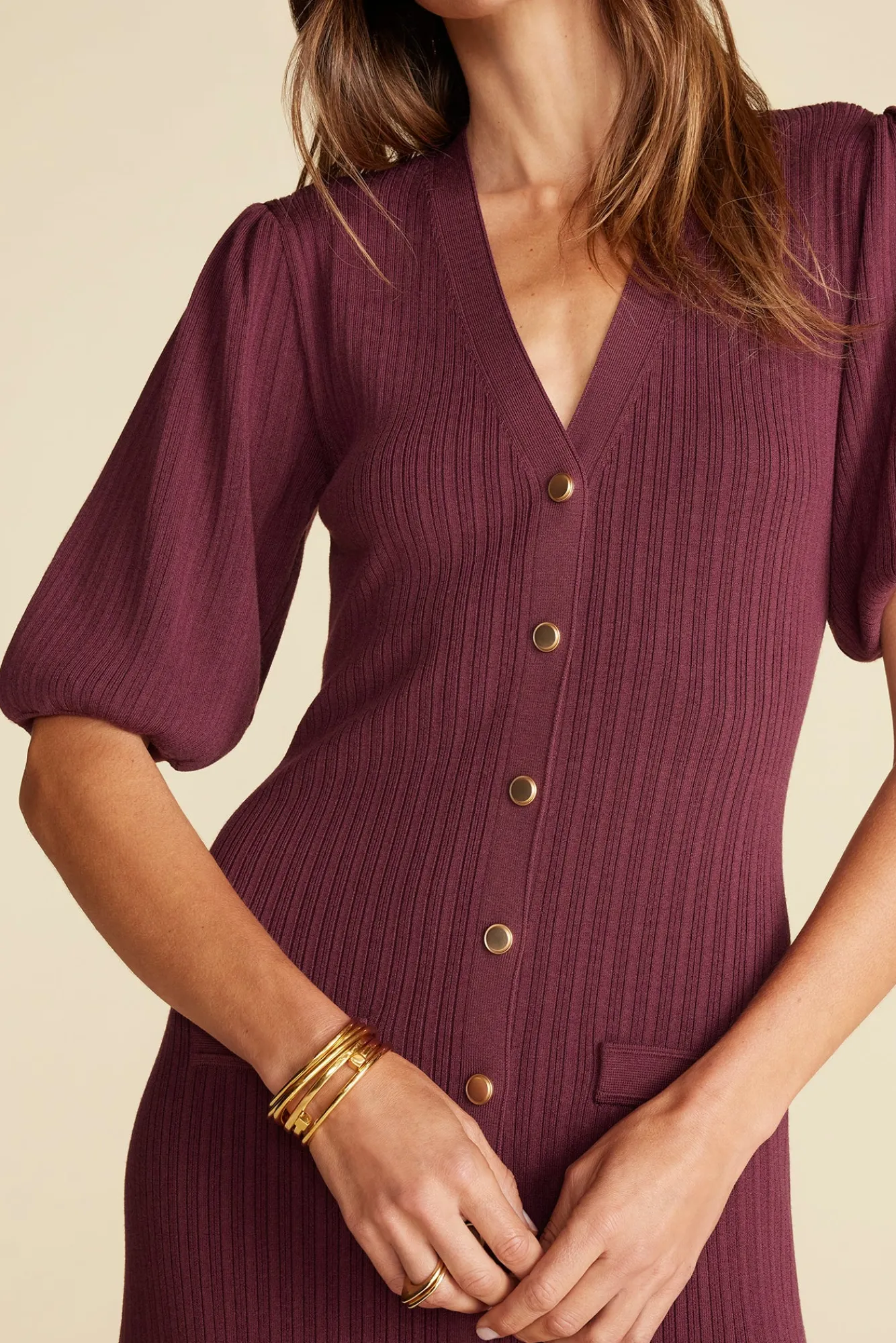 Amour Vert Benoite Knit Shirt Dress- Dresses