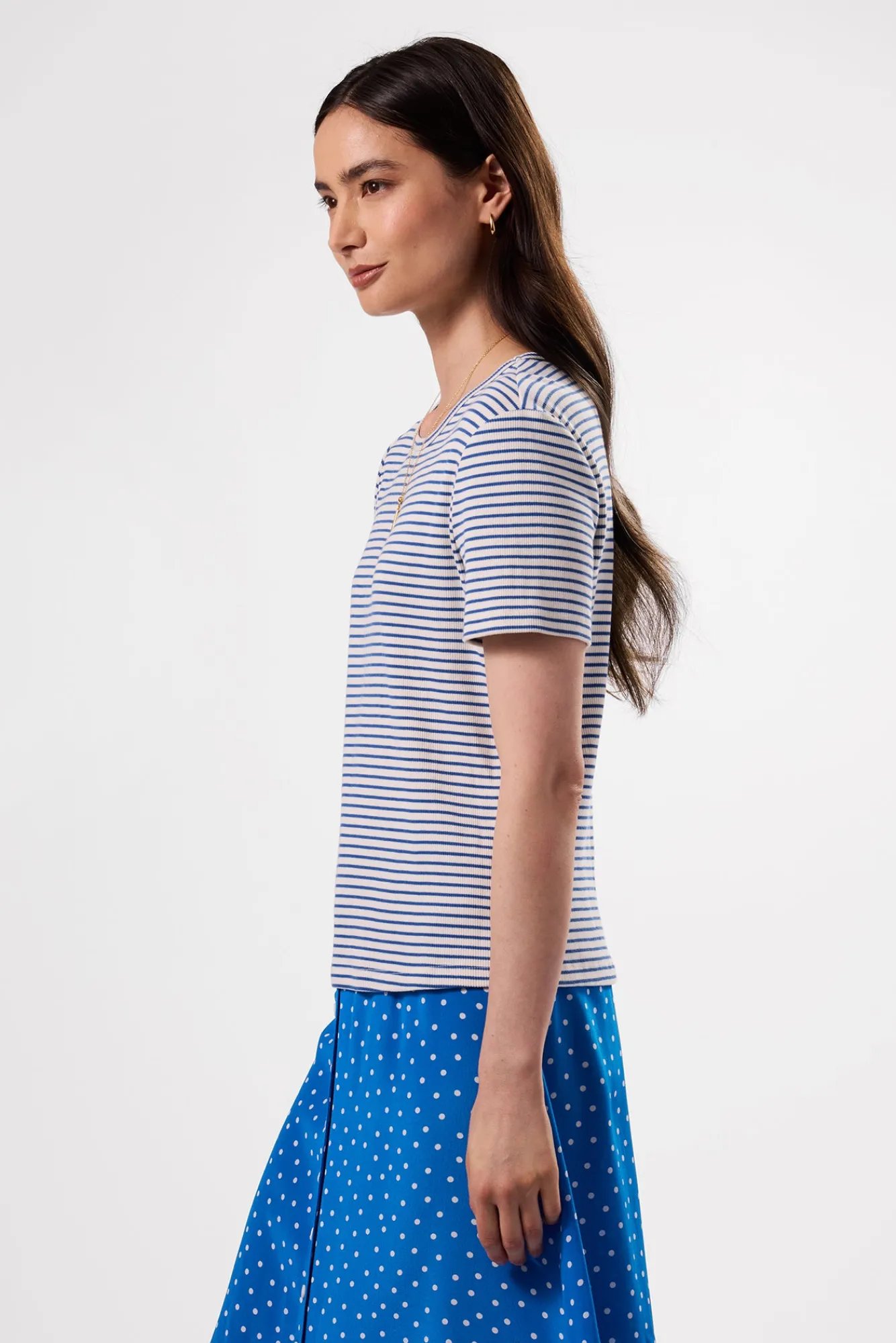 Amour Vert Eleanor Organic Cotton Modal Rib Tee- Tops|Tees