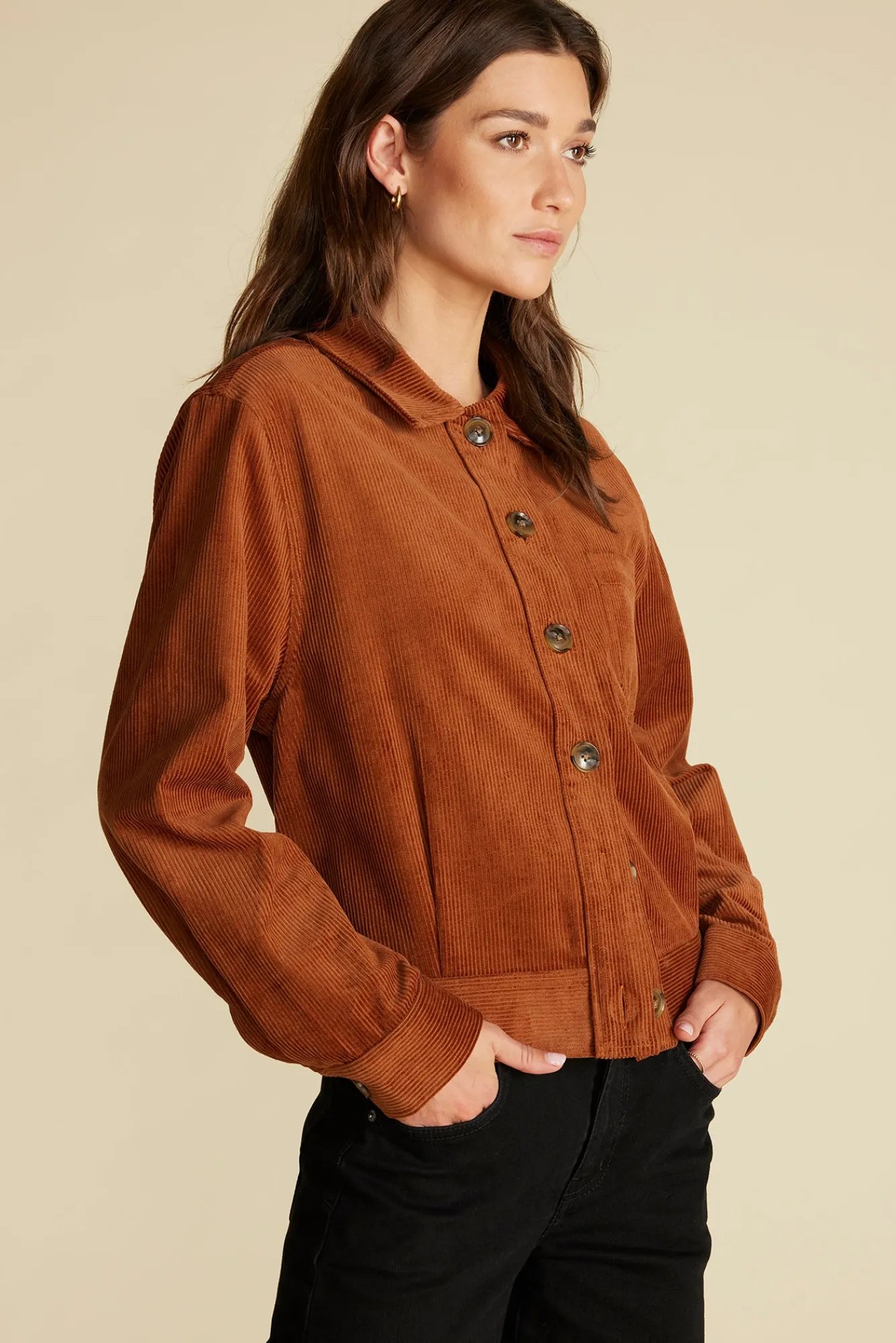 Amour Vert Spencer Corduroy Trucker Jacket- Jackets & Outerwear|Clearance