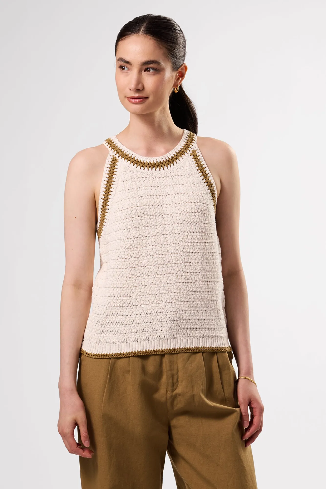 Amour Vert Texture Halter- Tops|Clearance