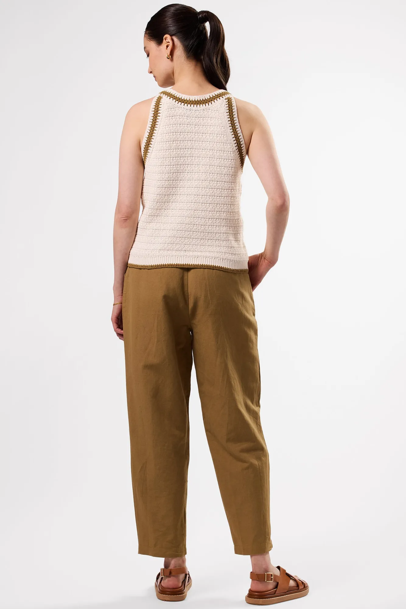 Amour Vert Texture Halter- Tops|Clearance