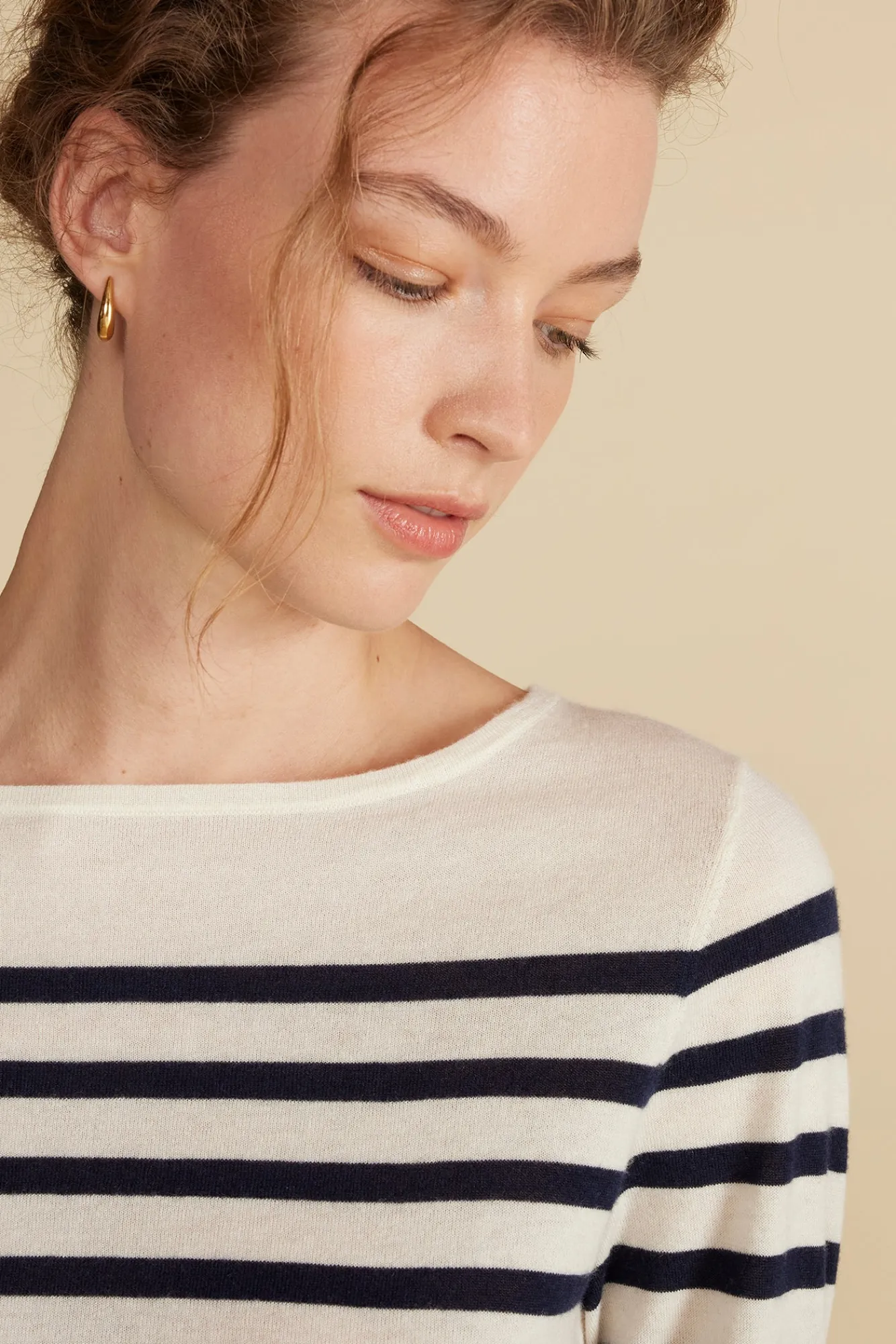 Amour Vert Fran Boatneck Striped Cashmere Sweater- Sweaters & Cardigans