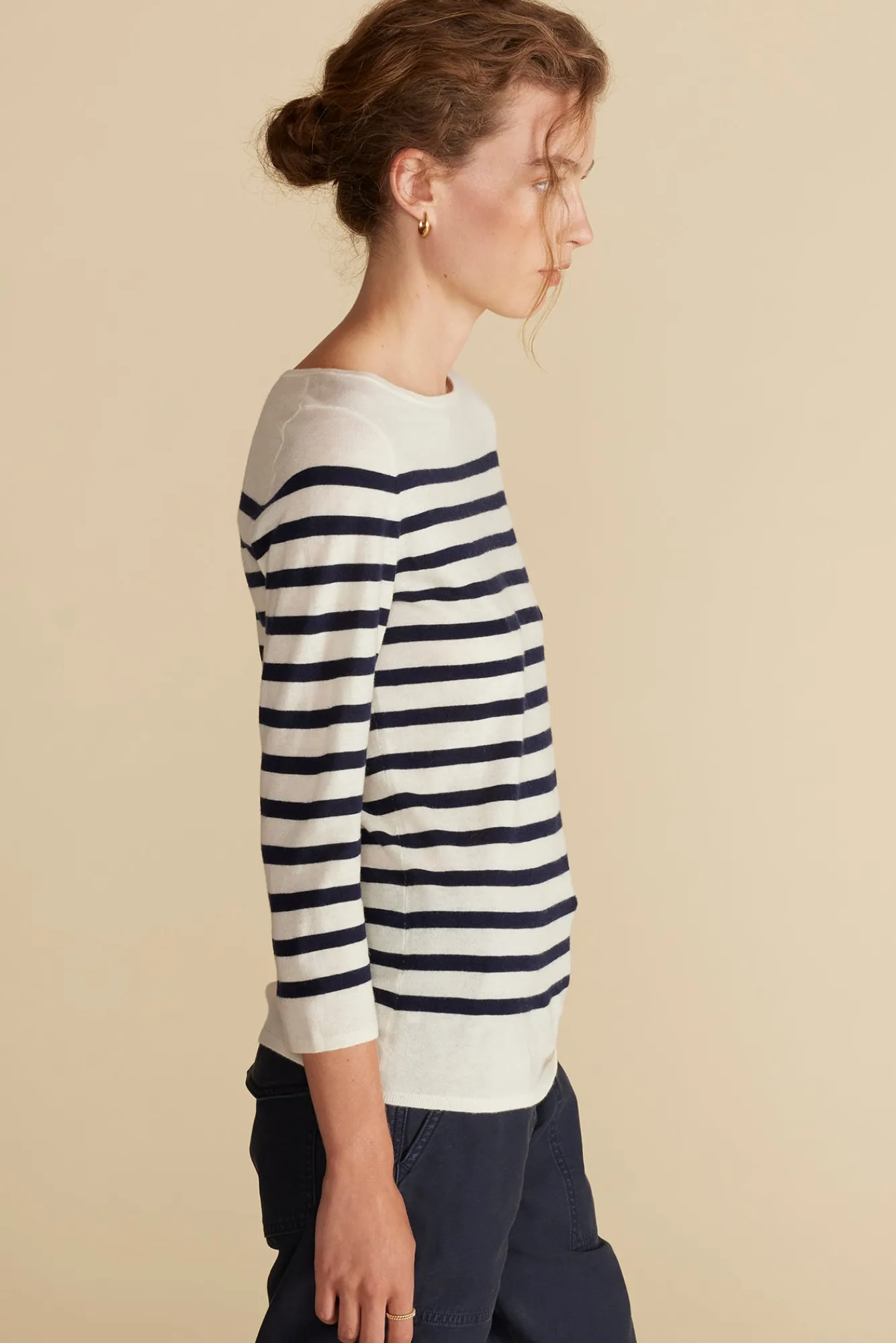 Amour Vert Fran Boatneck Striped Cashmere Sweater- Sweaters & Cardigans