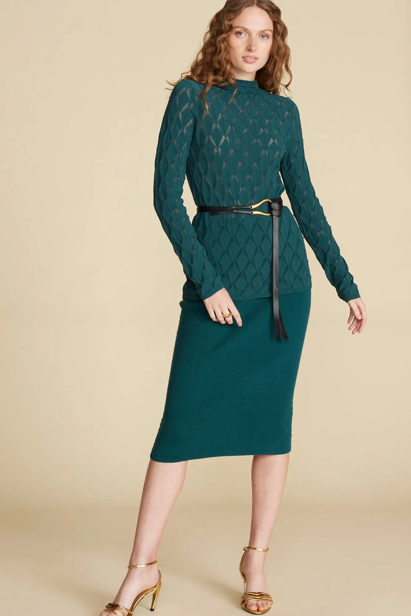 Amour Vert Olympe Knit Pencil Skirt- Skirts
