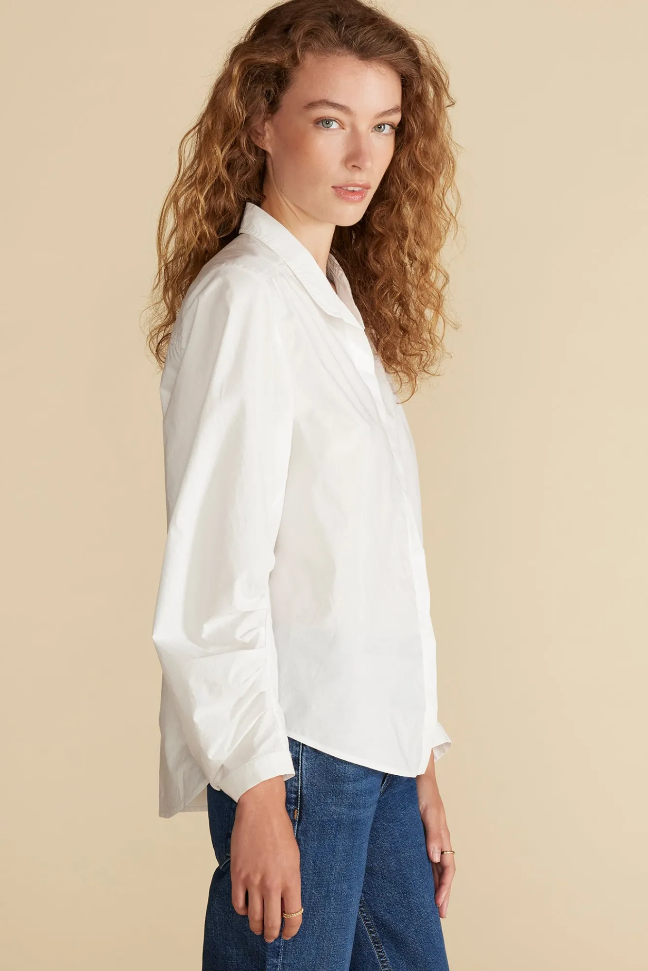 Amour Vert Averi Pleated Poplin Blouse- Blouses & Shirts|Tops