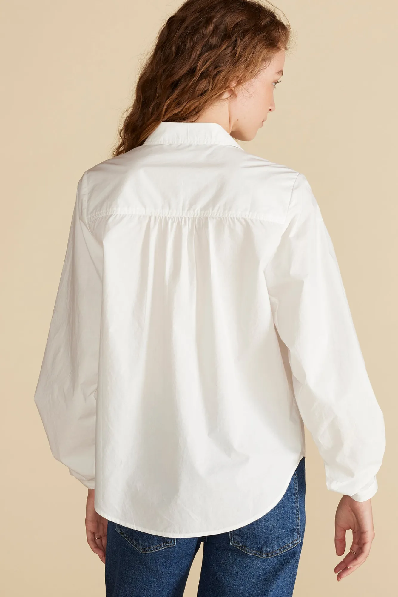 Amour Vert Averi Pleated Poplin Blouse- Blouses & Shirts|Tops