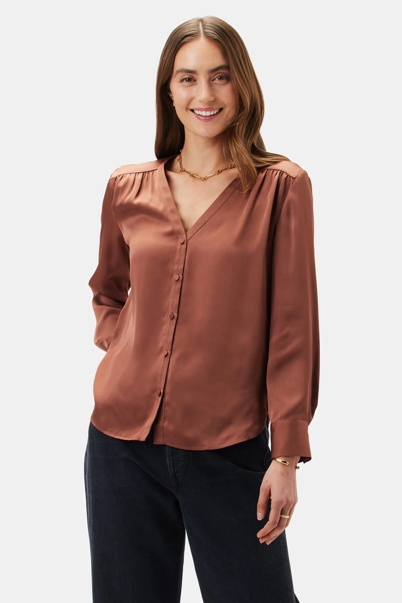 Amour Vert Kali Button Front Blouse- Blouses & Shirts|Tops