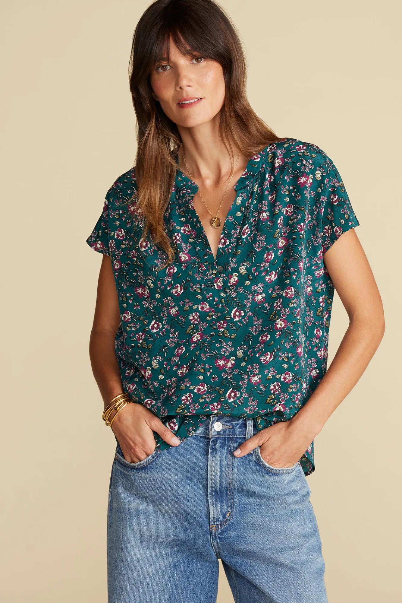 Amour Vert Renata Washable Silk Blouse- Blouses & Shirts|Tops