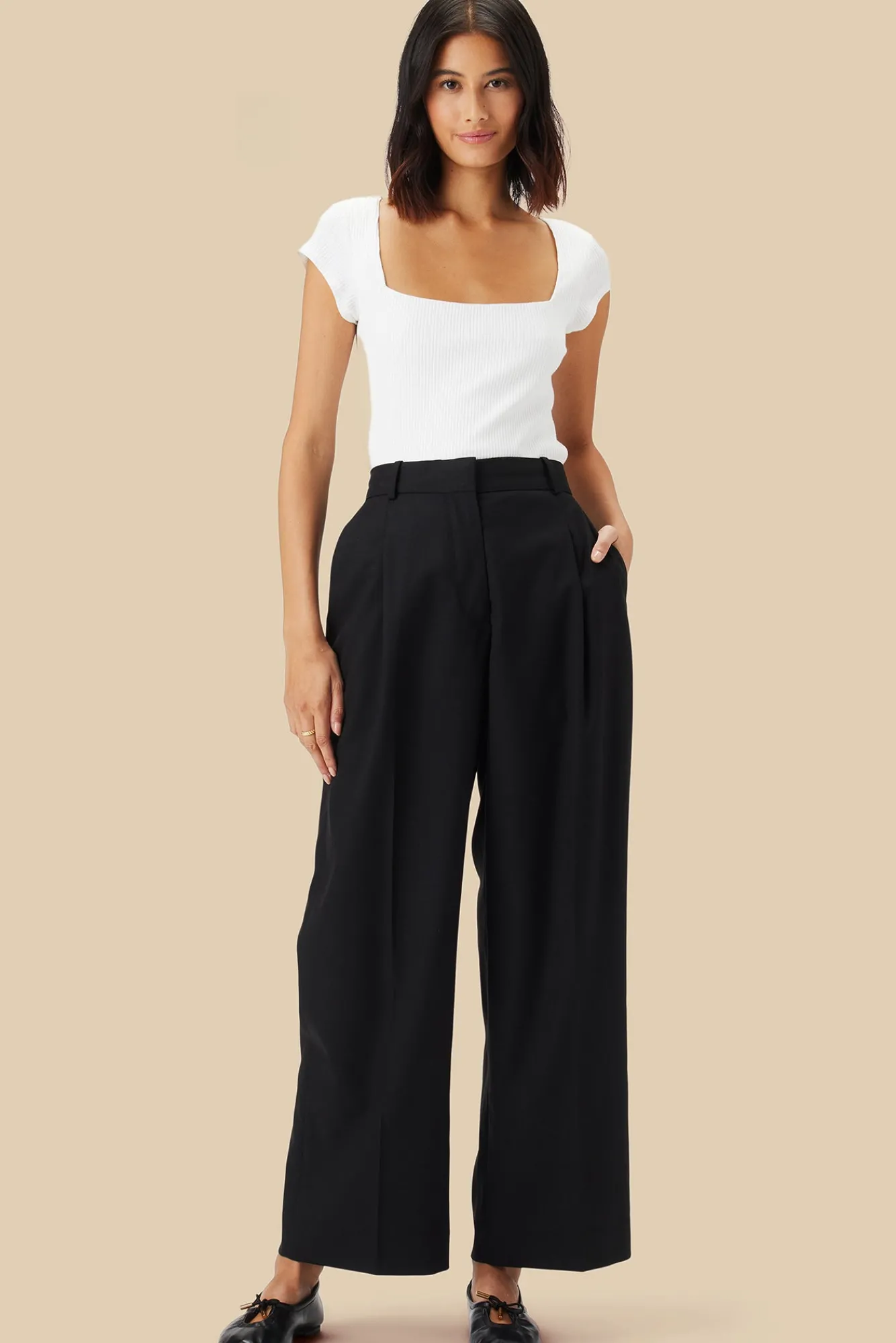 Amour Vert Pleated Wide Leg Trouser- Clearance