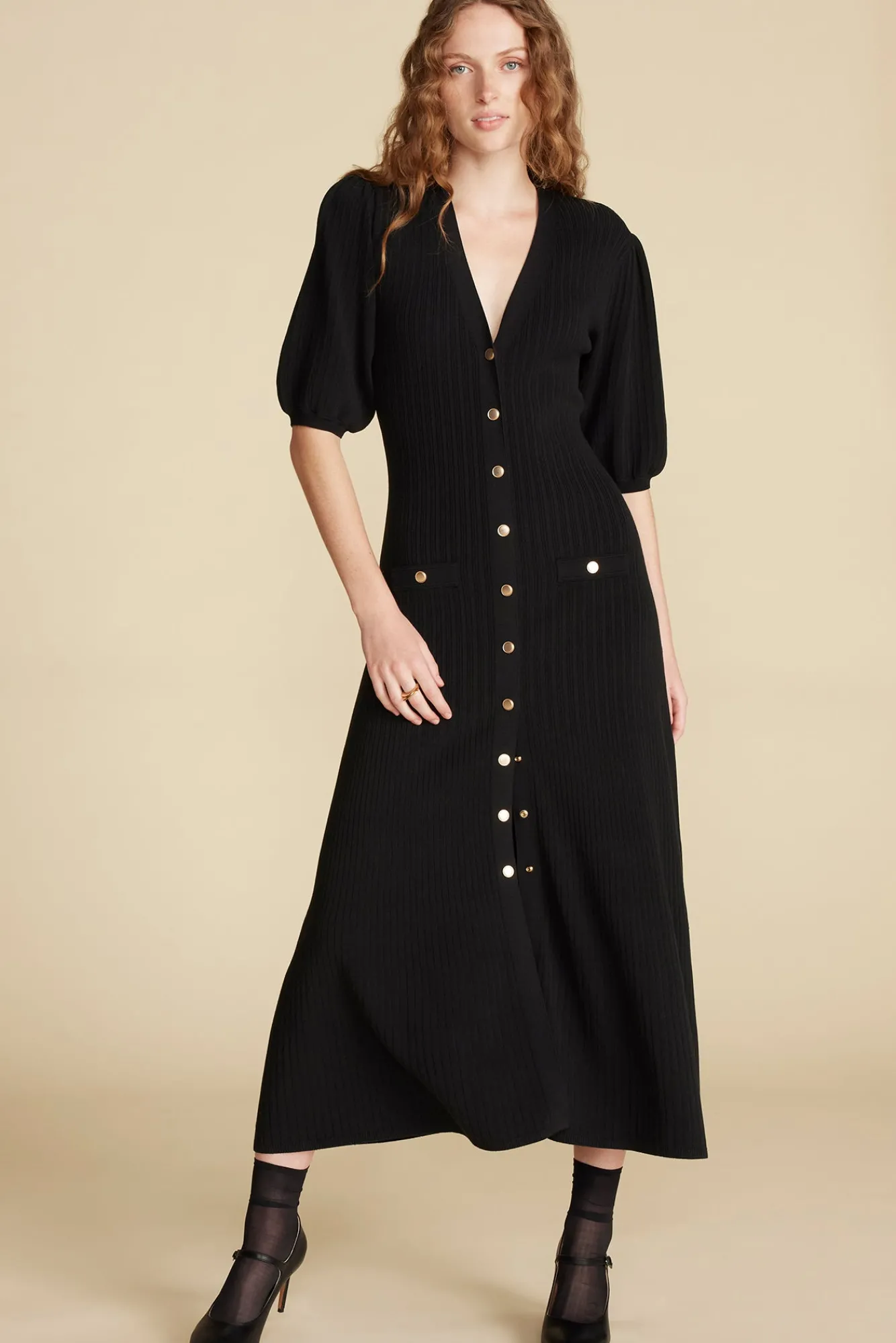 Amour Vert Benoite Knit Shirt Dress- Dresses