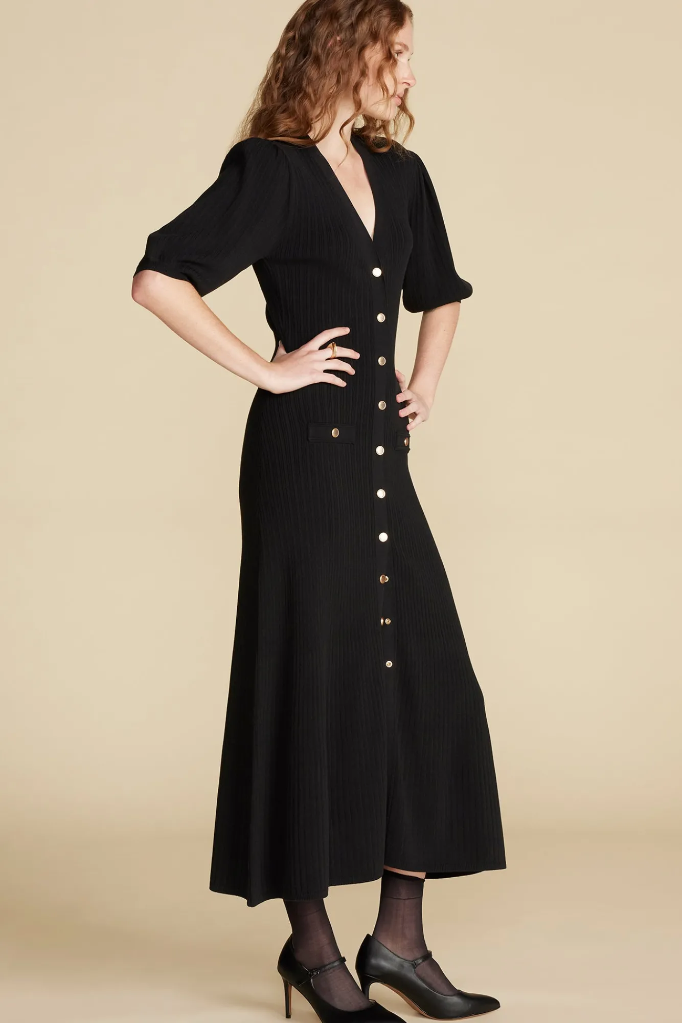 Amour Vert Benoite Knit Shirt Dress- Dresses