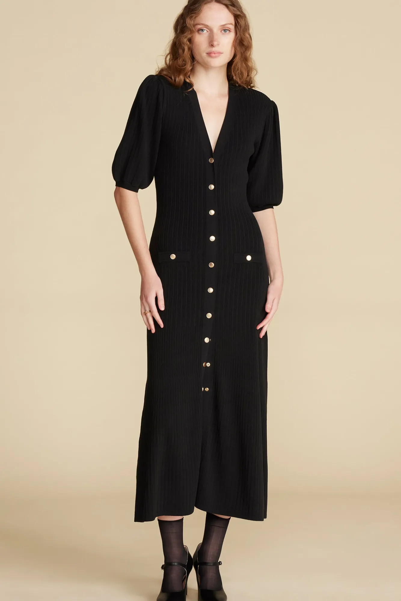 Amour Vert Benoite Knit Shirt Dress- Dresses