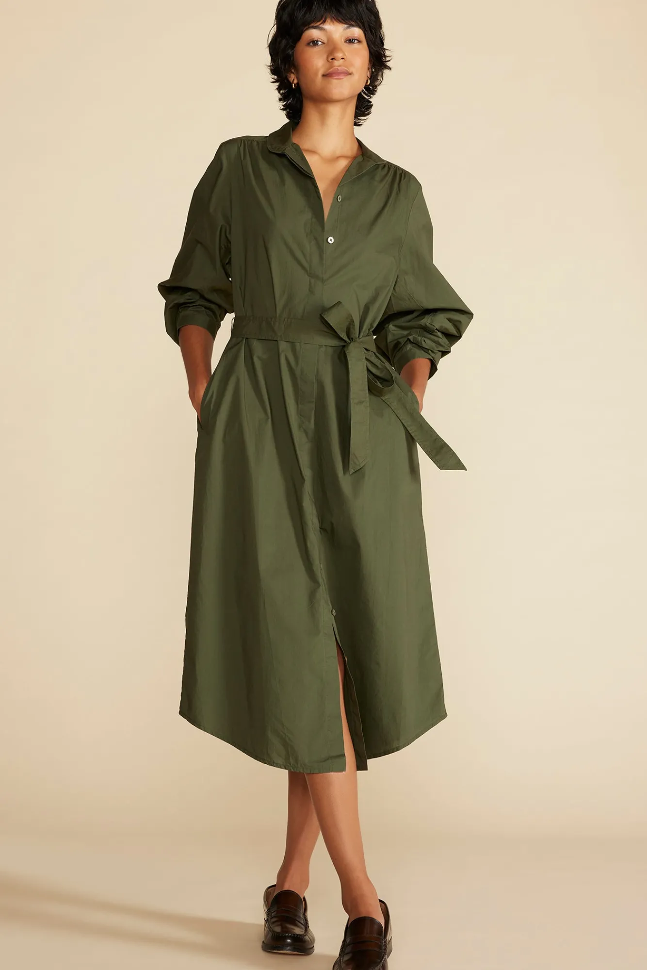 Amour Vert Averi Organic Cotton Shirt Dress- Dresses