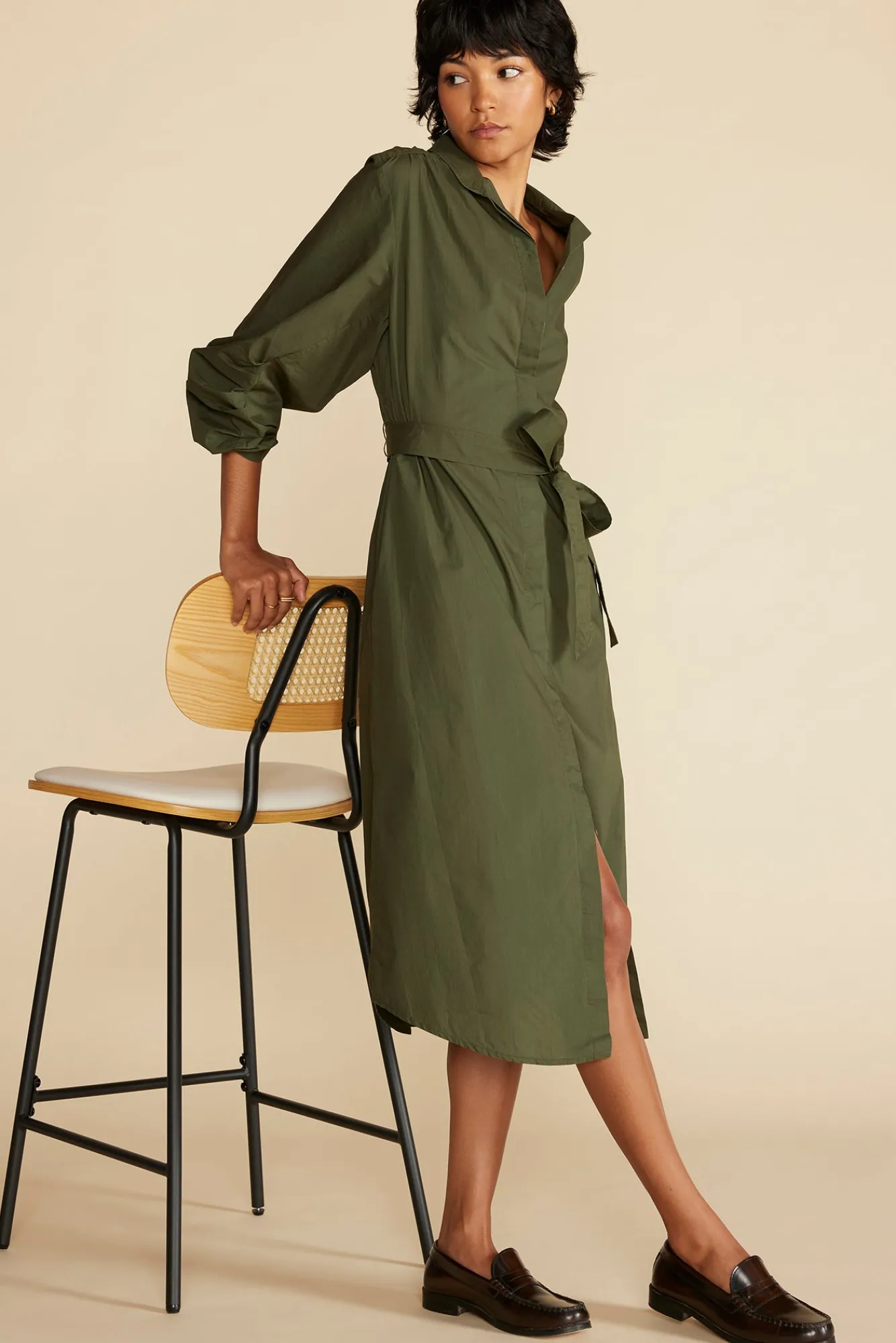 Amour Vert Averi Organic Cotton Shirt Dress- Dresses