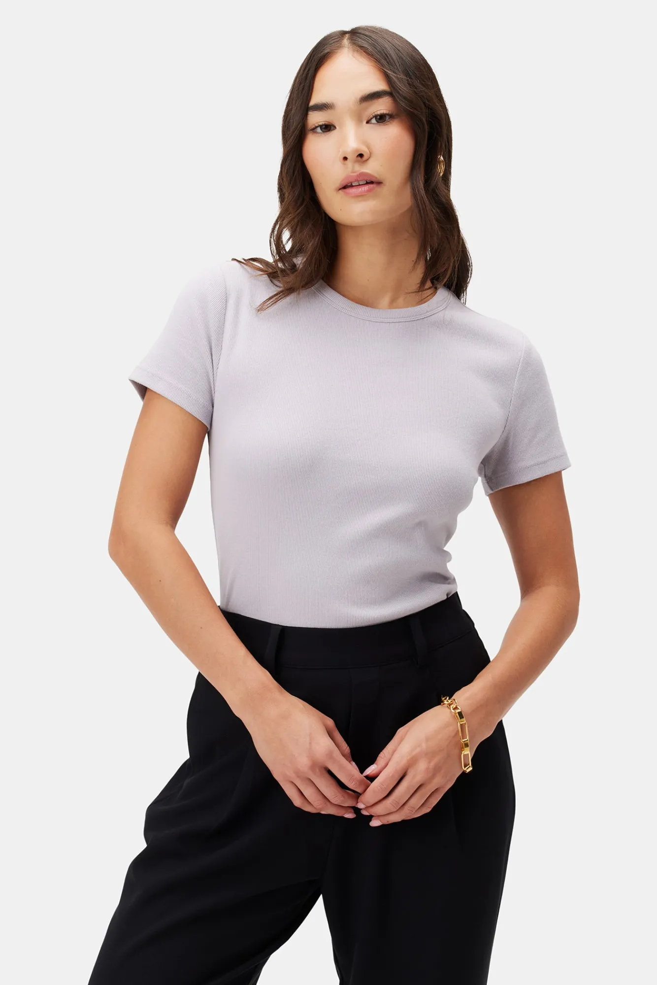 Amour Vert Eleanor Baby Rib Tee- Tops|Tees