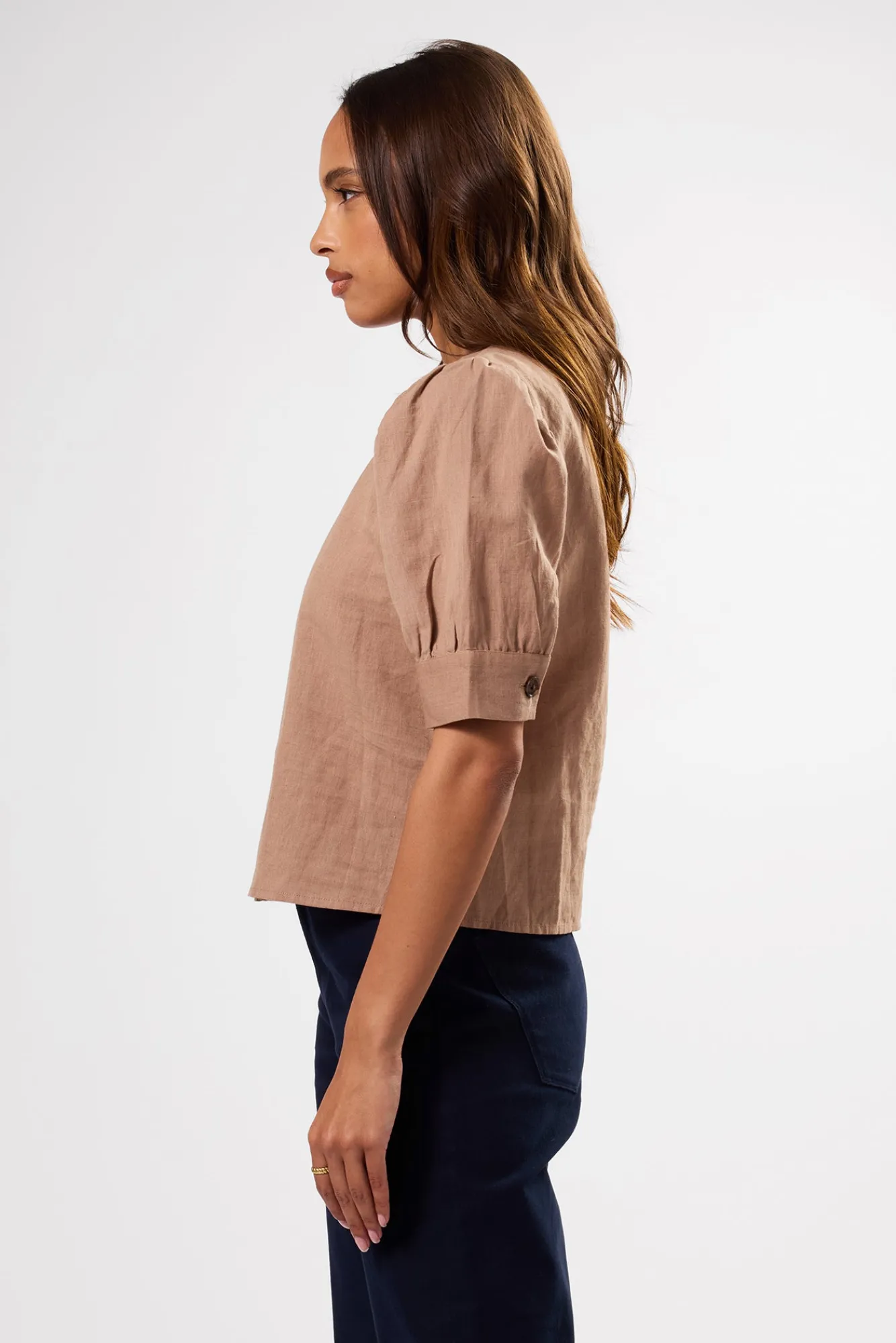 Amour Vert V Neck Cuff Sleeved Blouse- Tops|Clearance