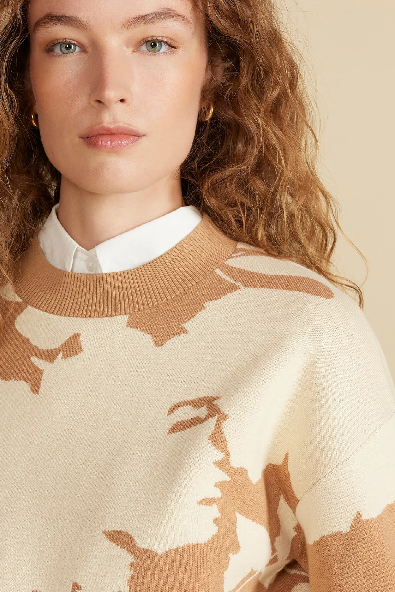 Amour Vert Martha Organic Cotton Jacquard Sweater- Sweaters & Cardigans