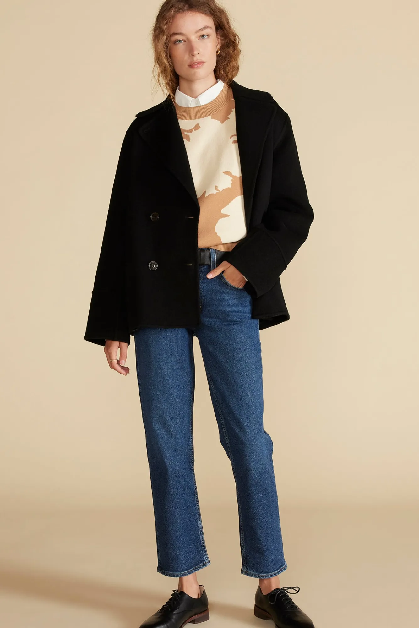 Amour Vert Martha Organic Cotton Jacquard Sweater- Sweaters & Cardigans