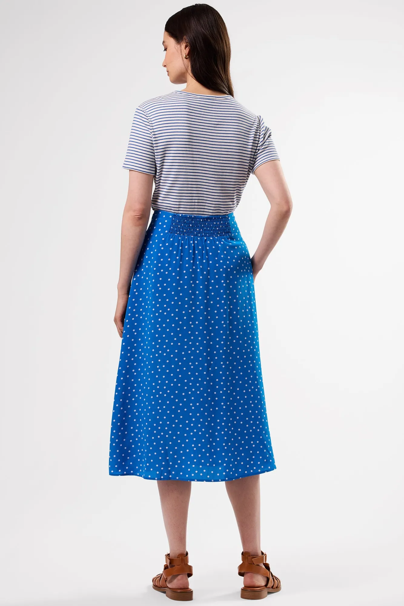 Amour Vert Button Front Washable Silk Skirt- Skirts|Clearance