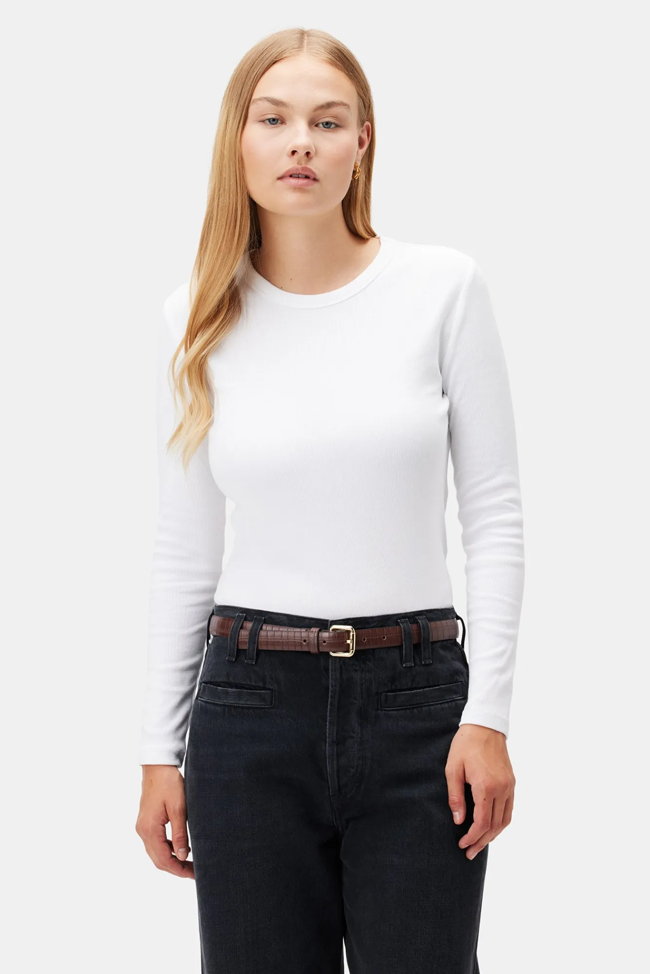 Amour Vert Eleanor Long Sleeve Baby Rib Tee- Tops|Tees