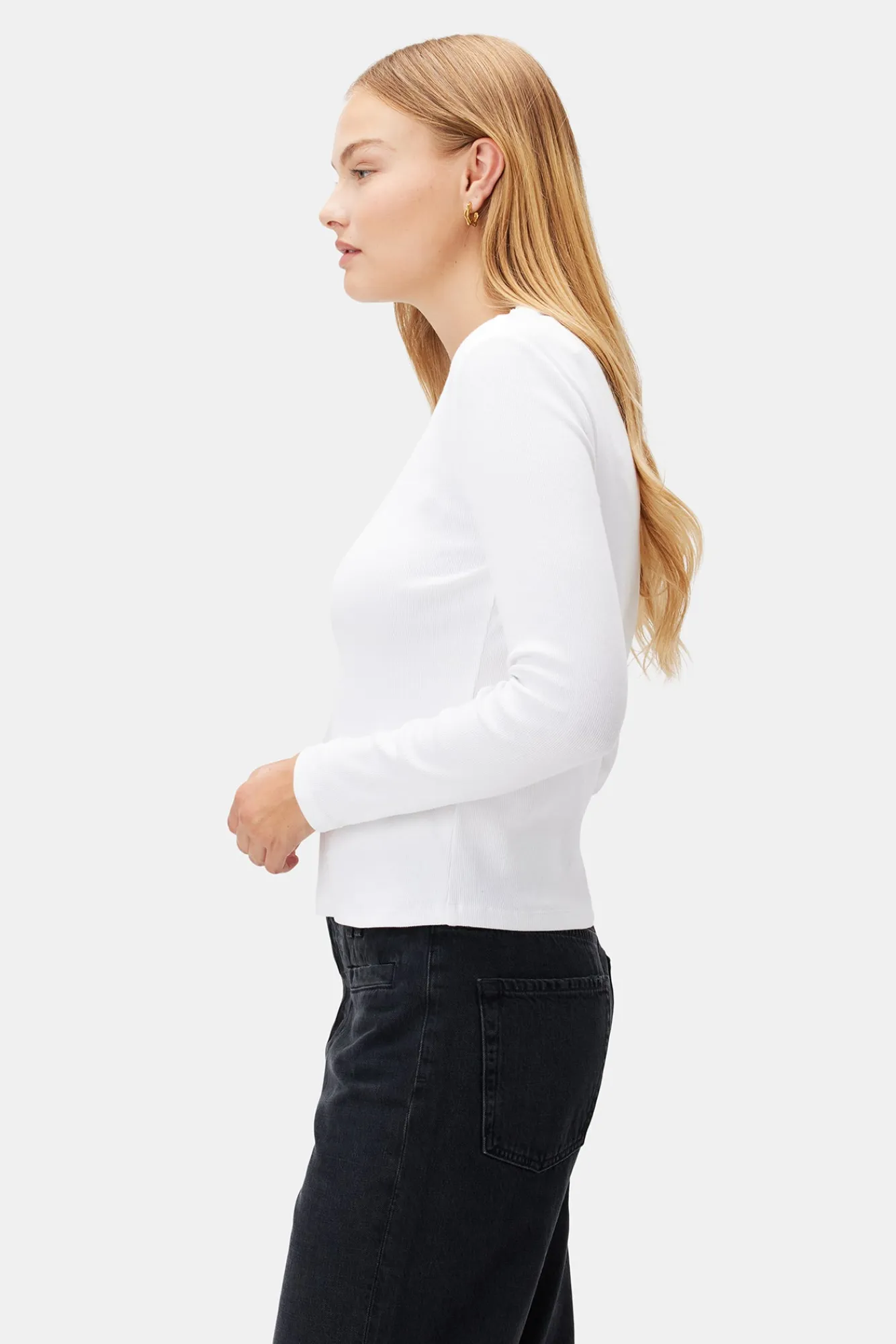 Amour Vert Eleanor Long Sleeve Baby Rib Tee- Tops|Tees