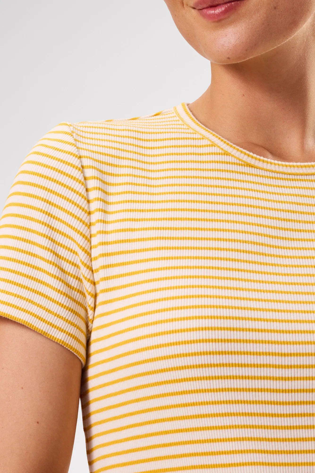 Amour Vert Eleanor Organic Cotton Modal Rib Tee- Tops|Tees