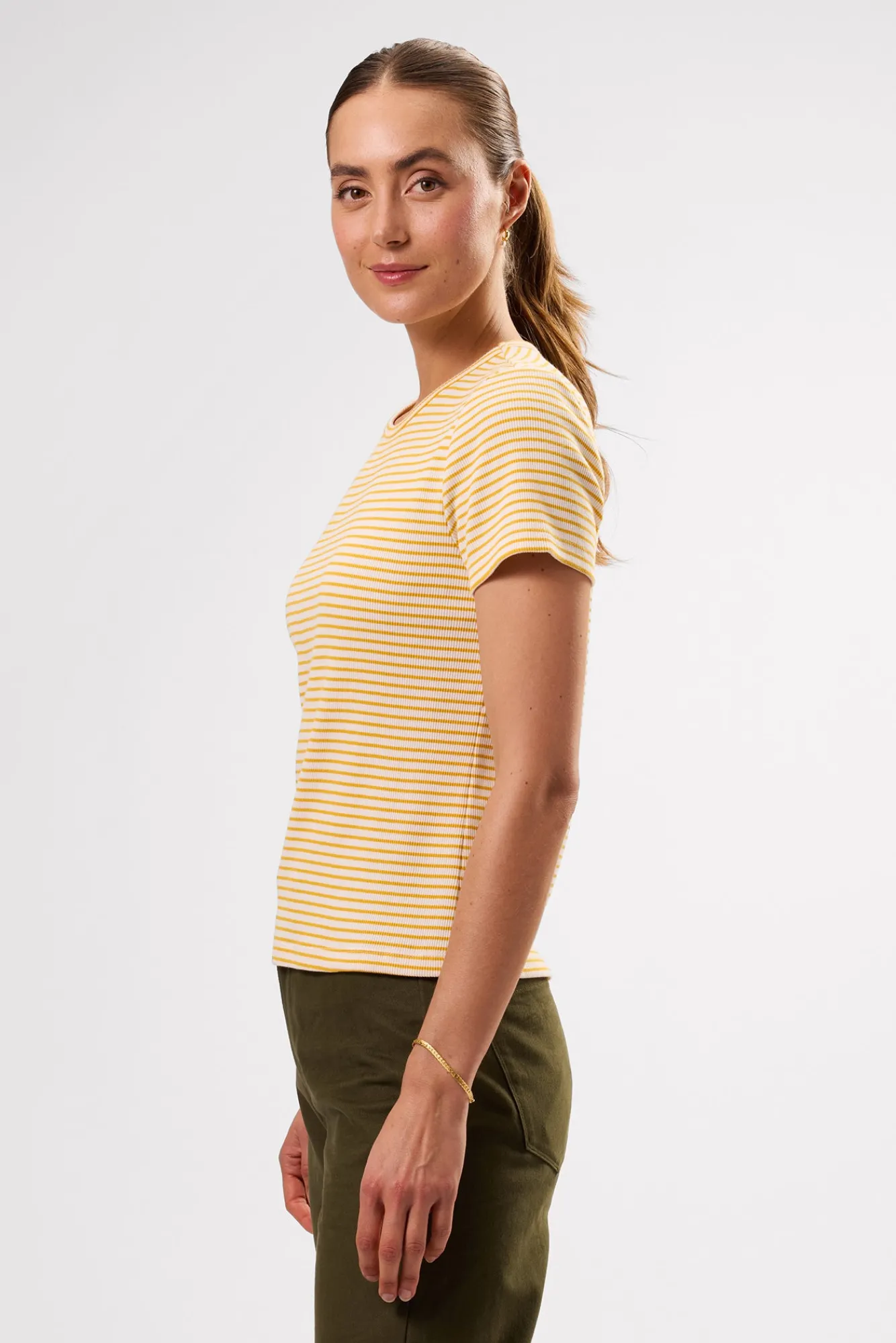 Amour Vert Eleanor Organic Cotton Modal Rib Tee- Tops|Tees