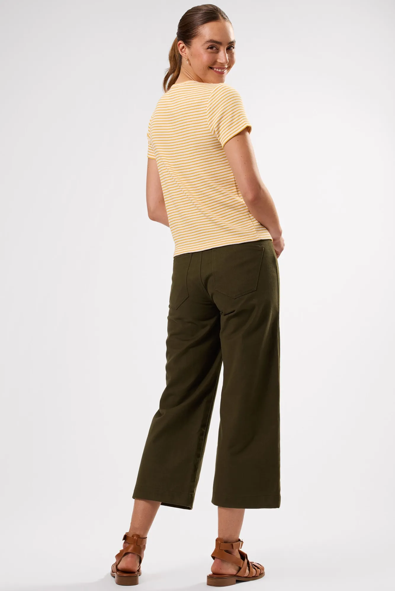 Amour Vert Eleanor Organic Cotton Modal Rib Tee- Tops|Tees