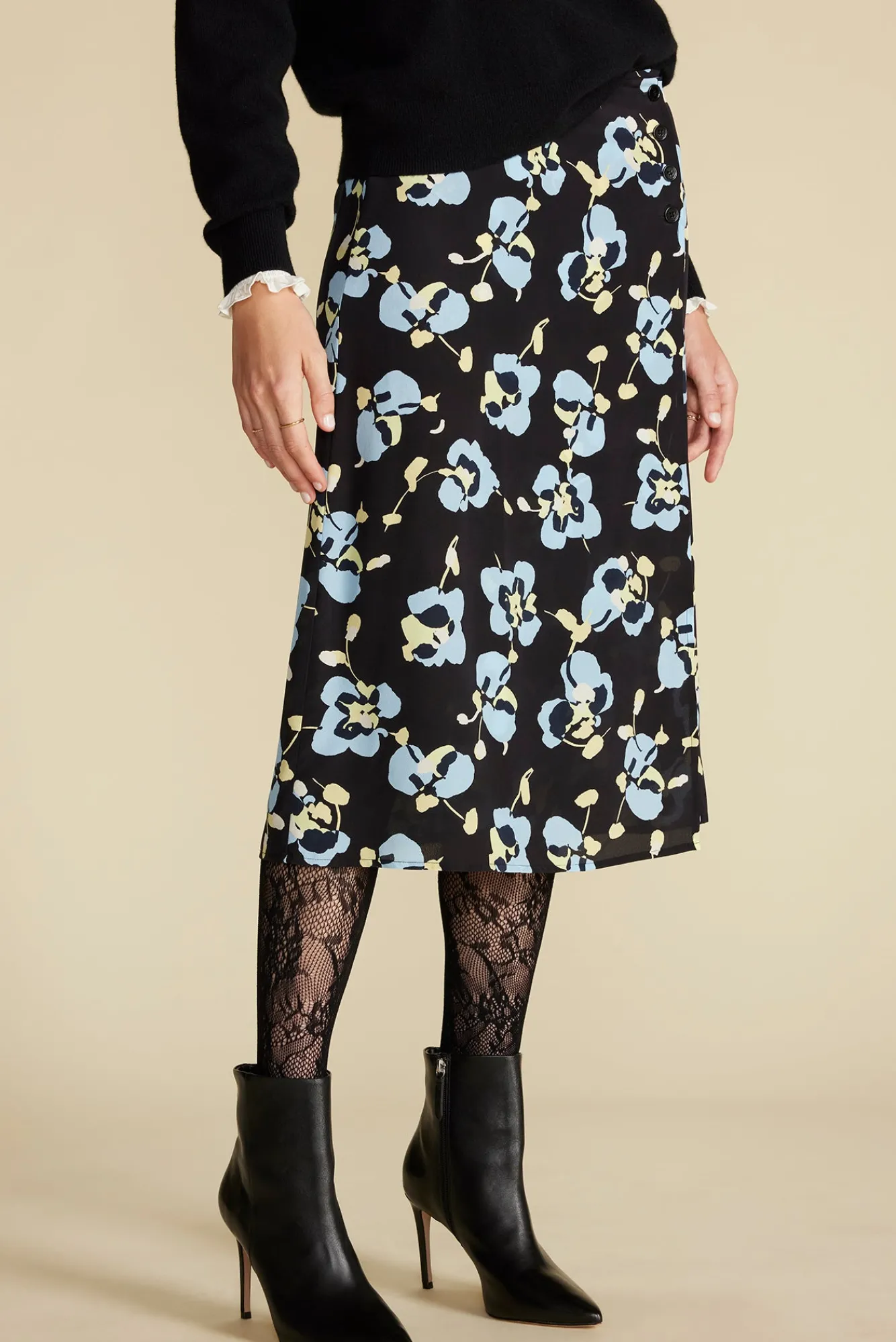 Amour Vert Gabrielle Washable Silk Skirt- Skirts|Clearance