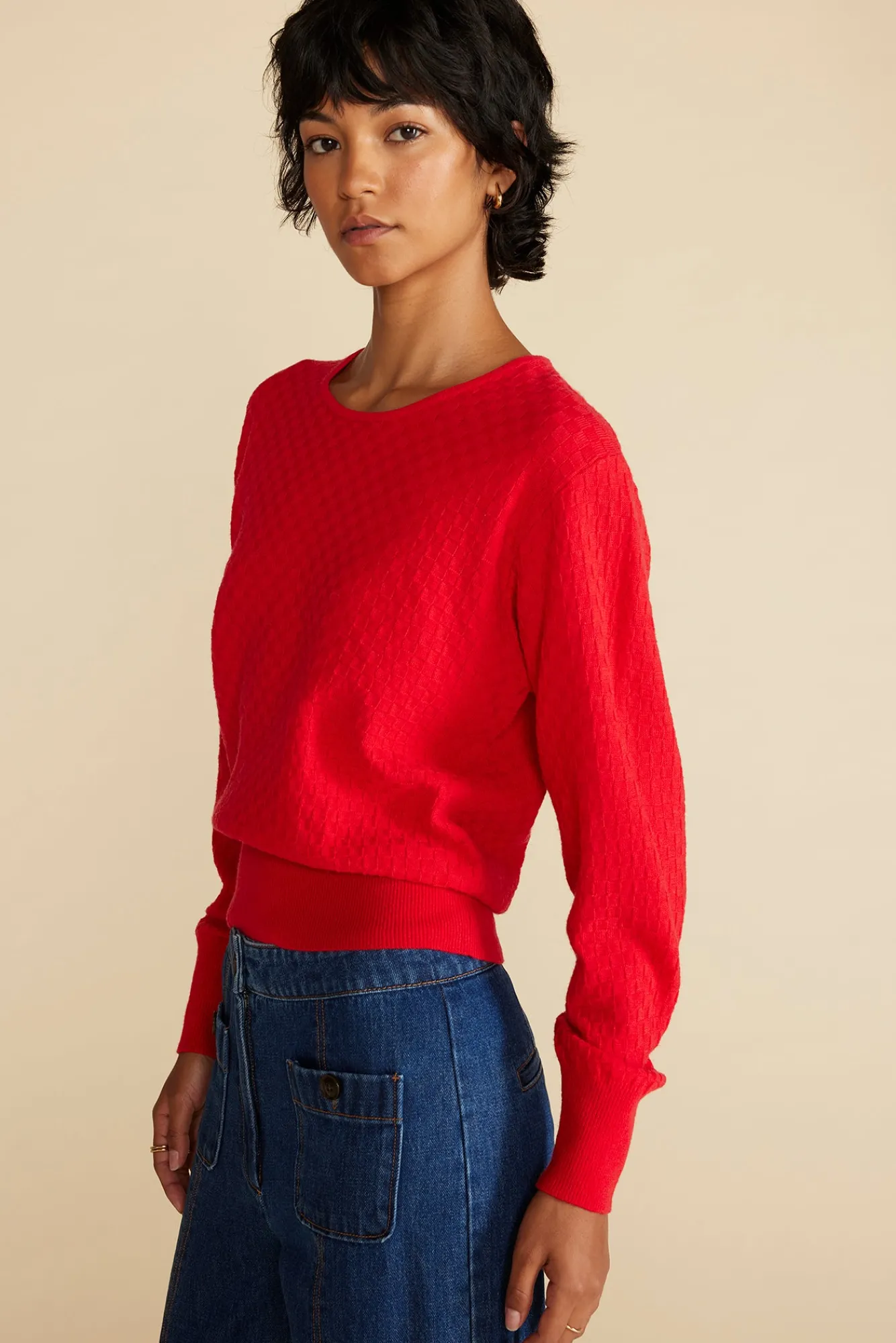 Amour Vert Daphne Novelty Stitch Sweater- Sweaters & Cardigans
