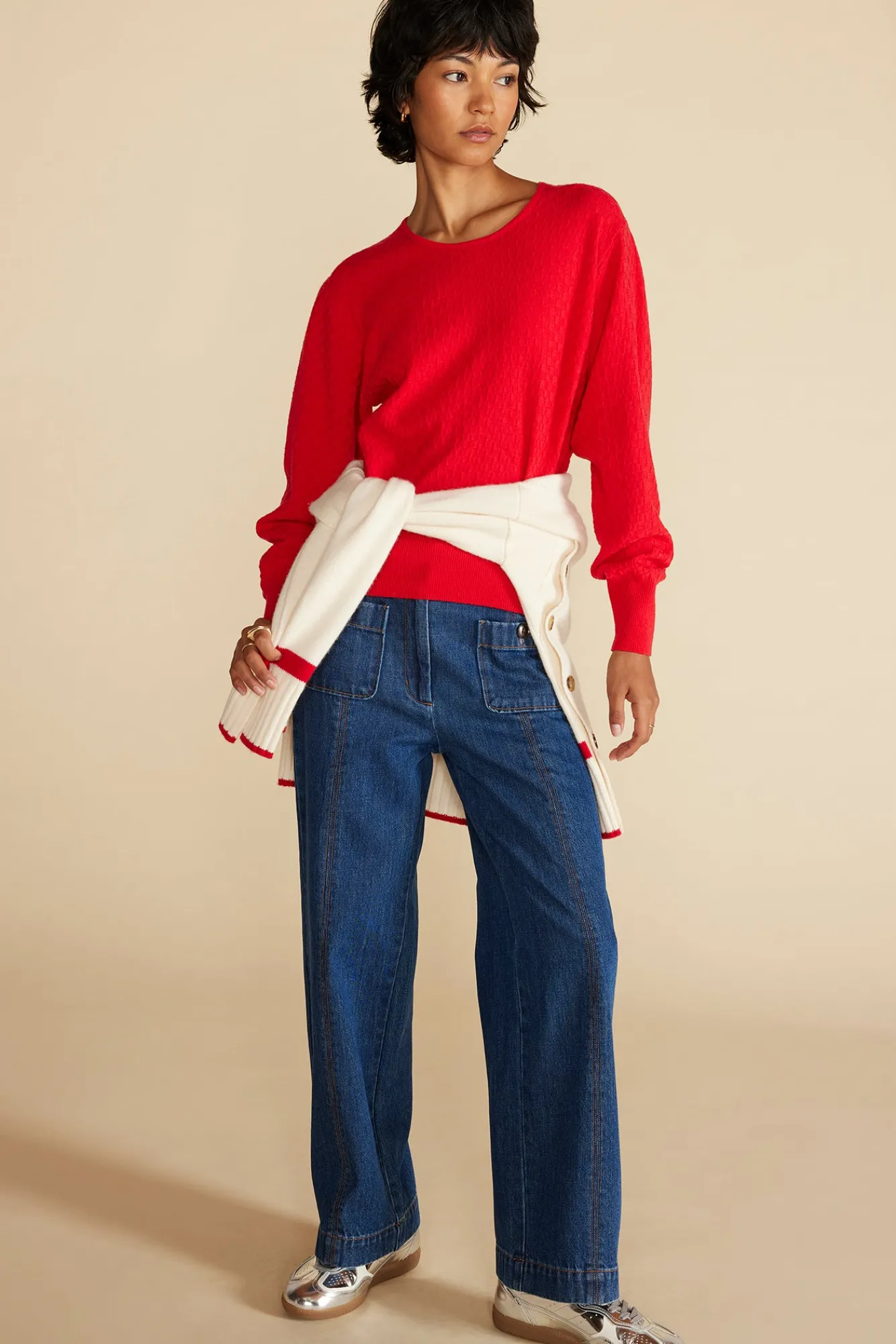 Amour Vert Daphne Novelty Stitch Sweater- Sweaters & Cardigans