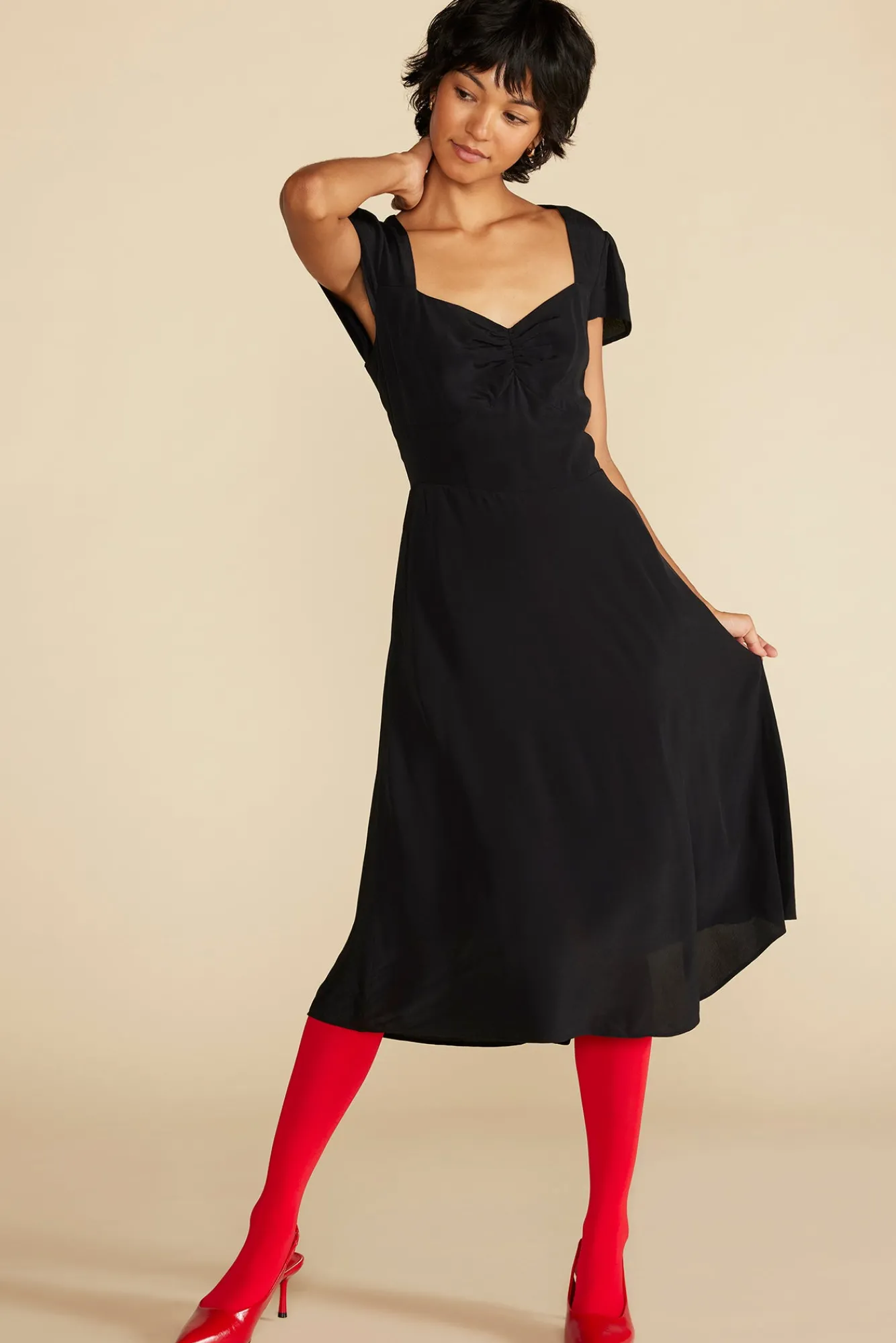 Amour Vert Beryl Crepe Midi Dress- Dresses|Clearance