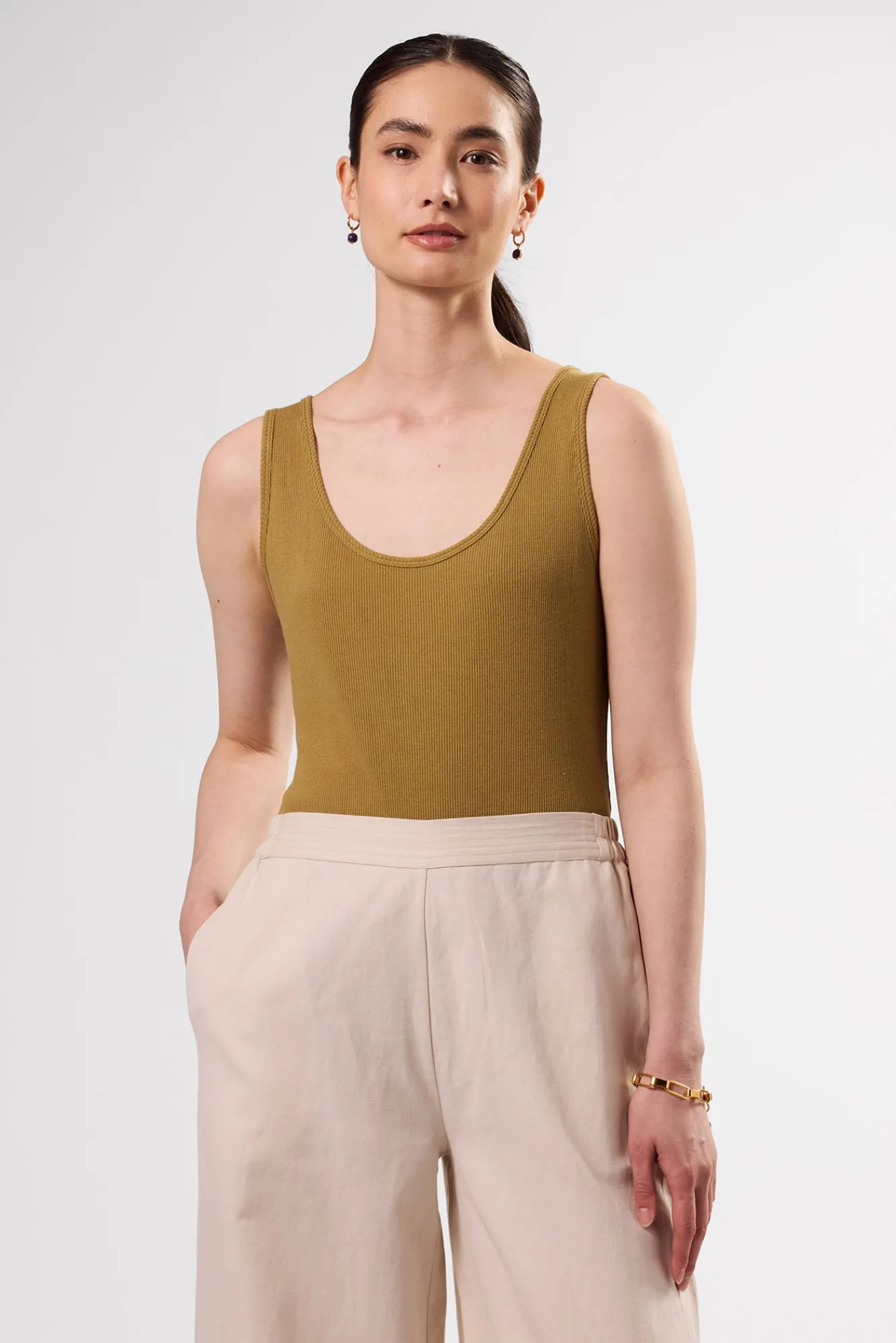 Amour Vert Elea Organic Cotton Modal Rib Bodysuit- Tops|Clearance