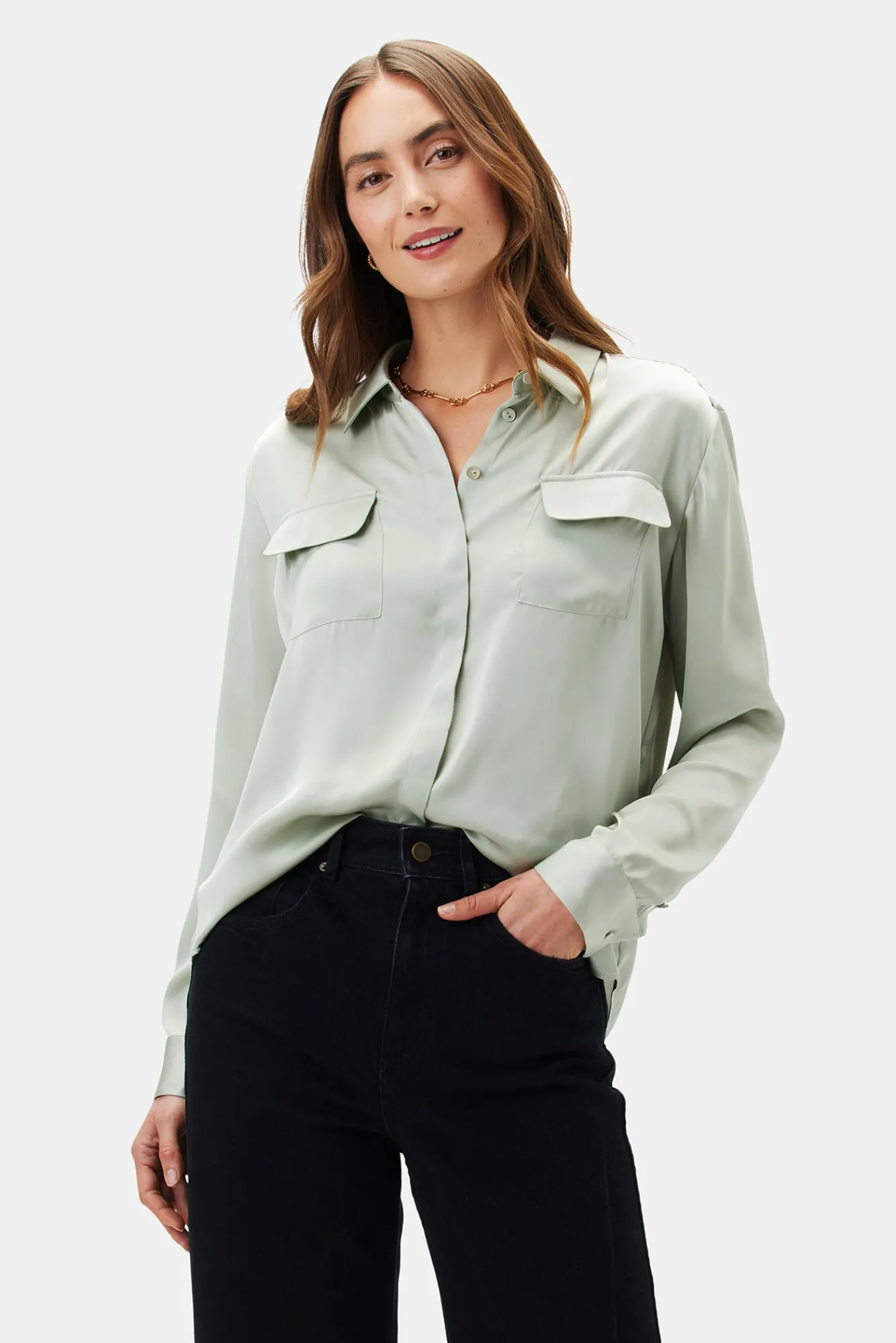 Amour Vert Bixby Pocket Blouse- Blouses & Shirts|Tops