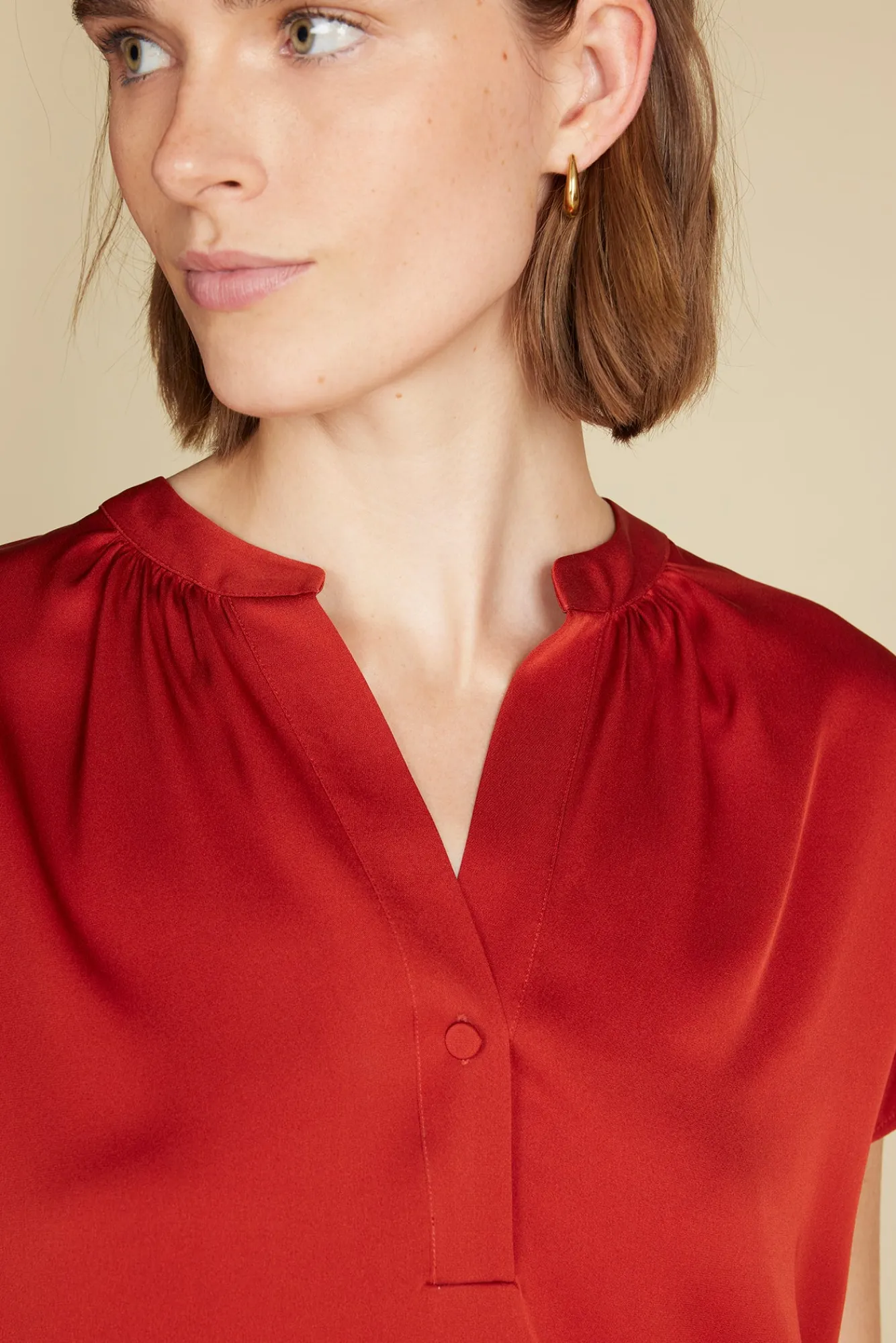 Amour Vert Renata Stretch Silk Blouse- Blouses & Shirts|Tops