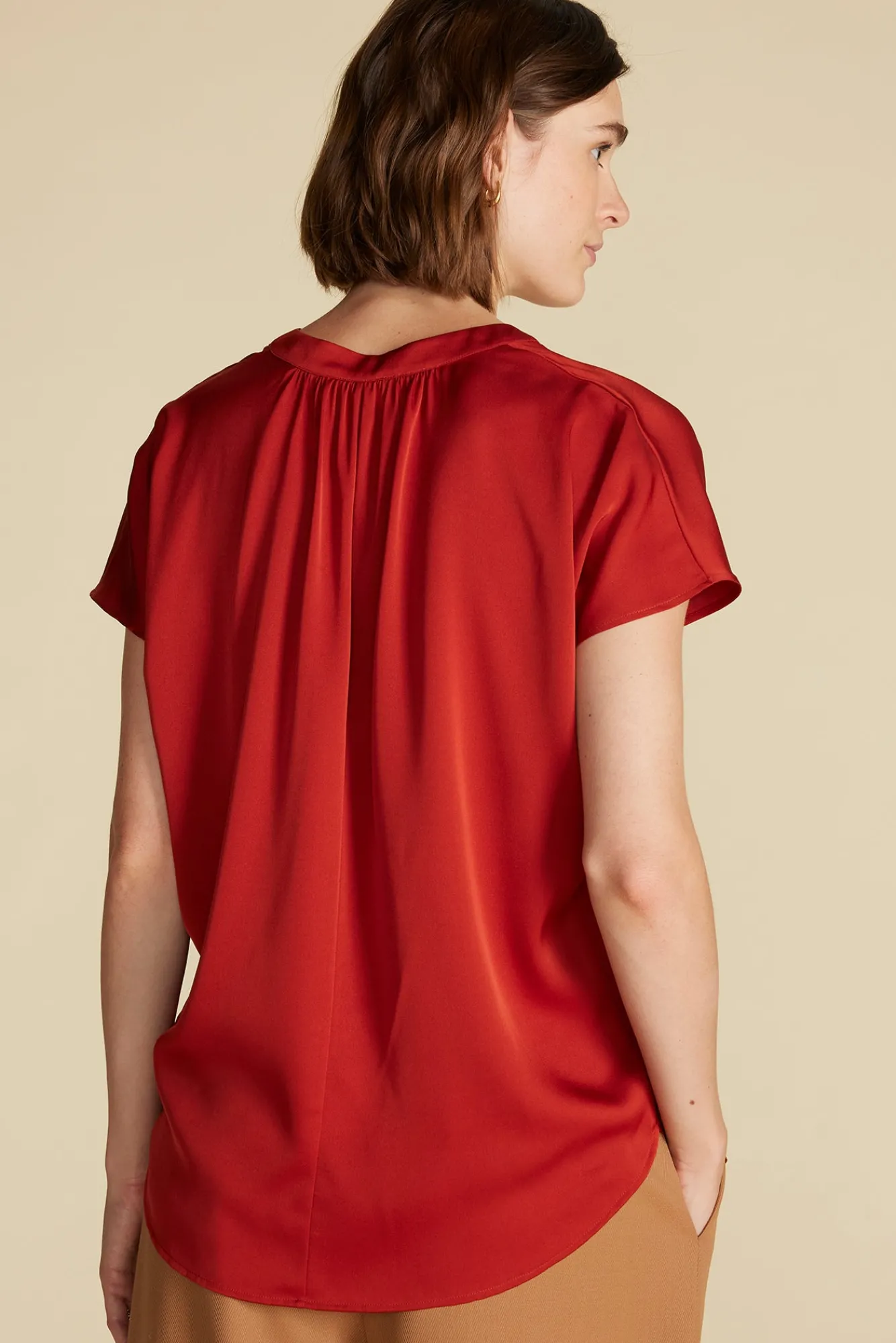 Amour Vert Renata Stretch Silk Blouse- Blouses & Shirts|Tops