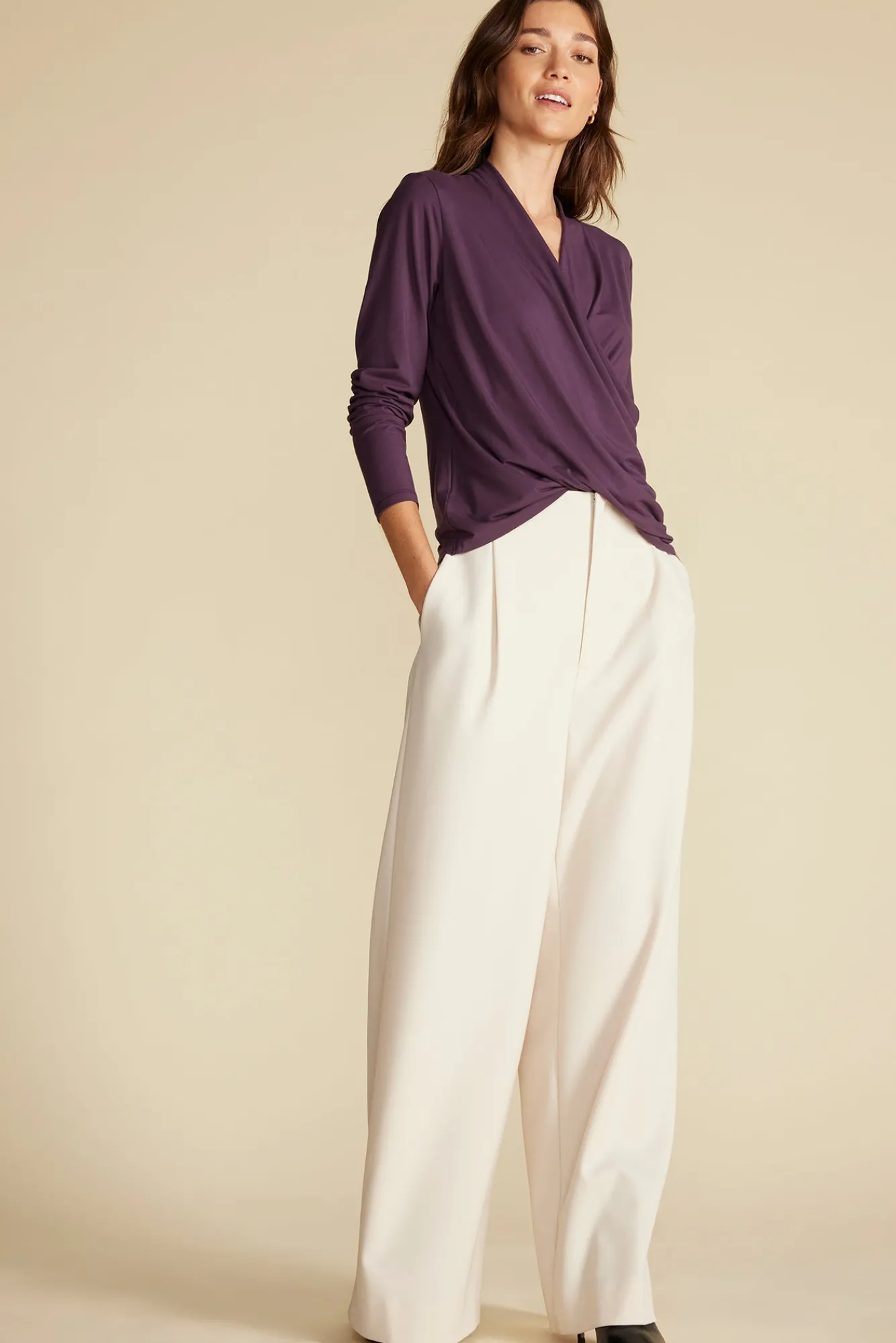 Amour Vert Calais Bamboo Knit Blouse- Blouses & Shirts|Tops