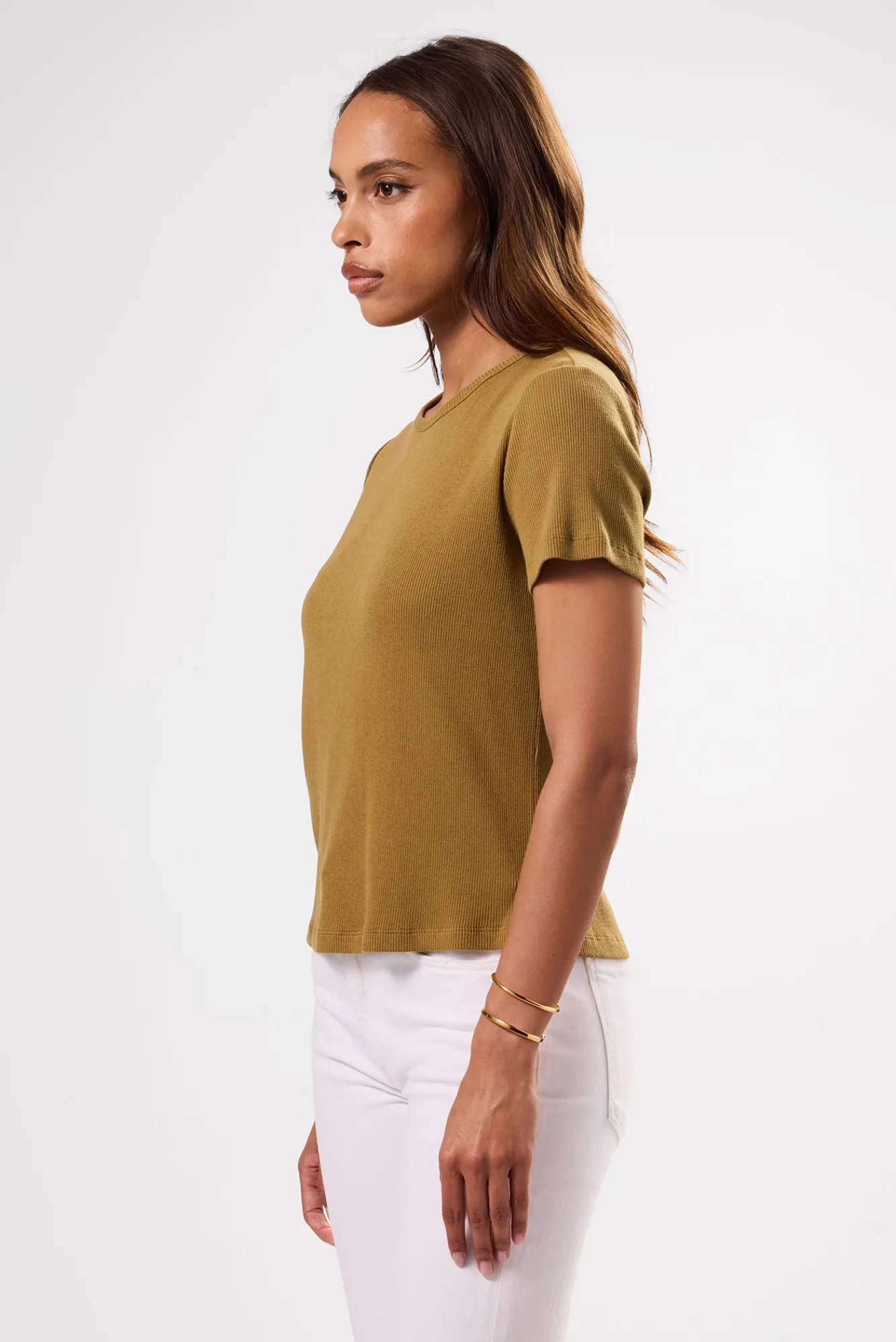 Amour Vert Eleanor Organic Cotton Modal Rib Tee- Tops|Tees