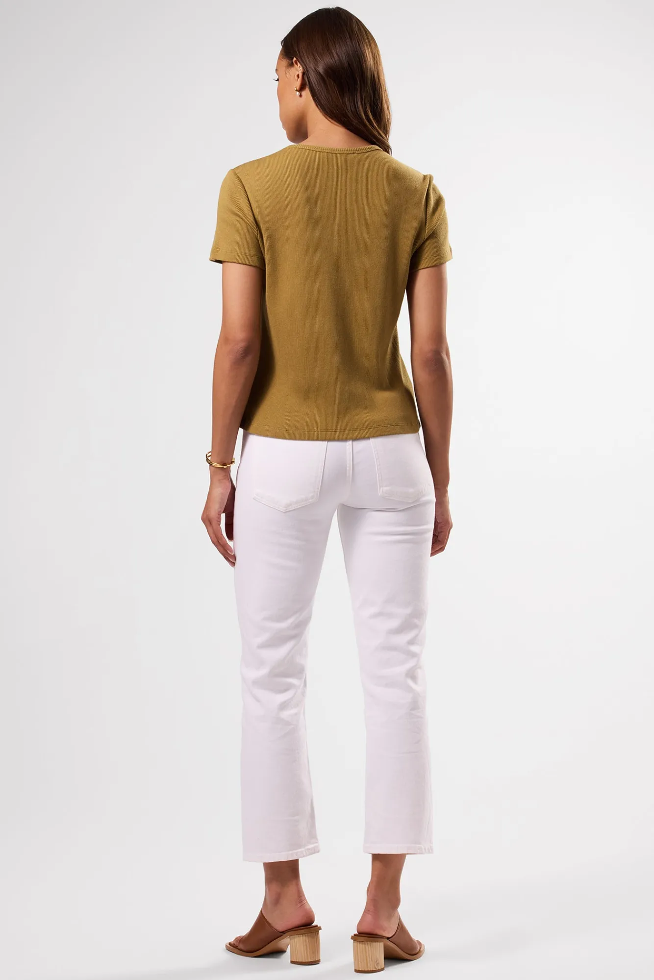 Amour Vert Eleanor Organic Cotton Modal Rib Tee- Tops|Tees