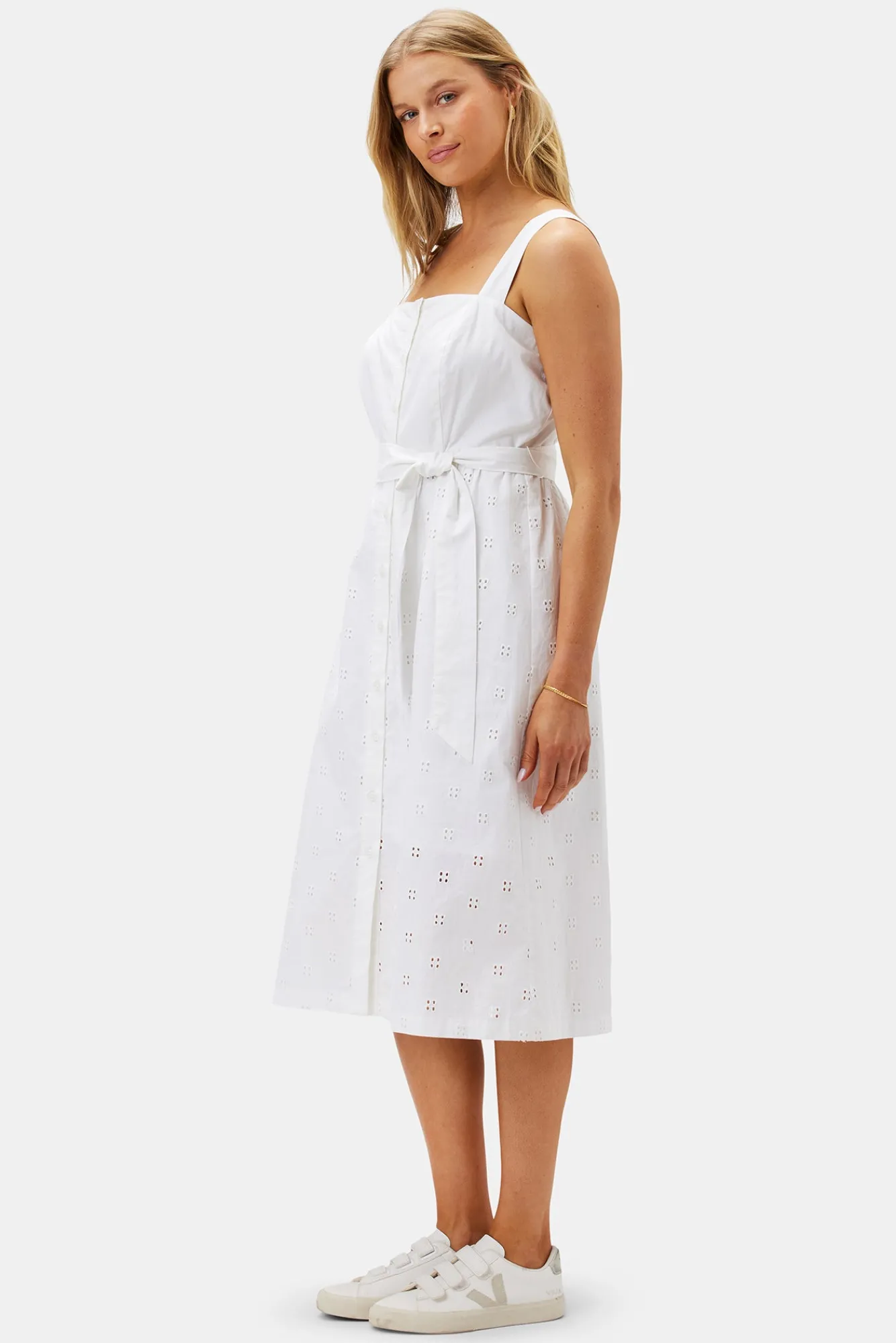 Amour Vert Irene Organic Cotton Eyelet Dress- Dresses|Clearance